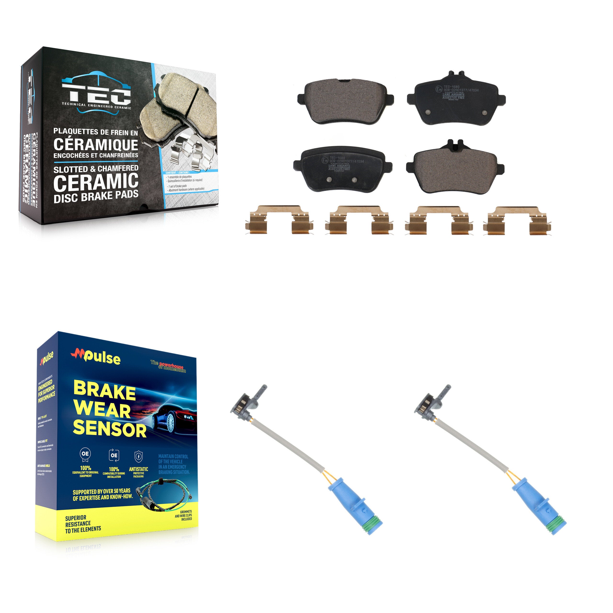 Rear Ceramic Disc Brake Pad And Wear Sensor Kit For 2020 Mercedes-Benz S450 3.0L