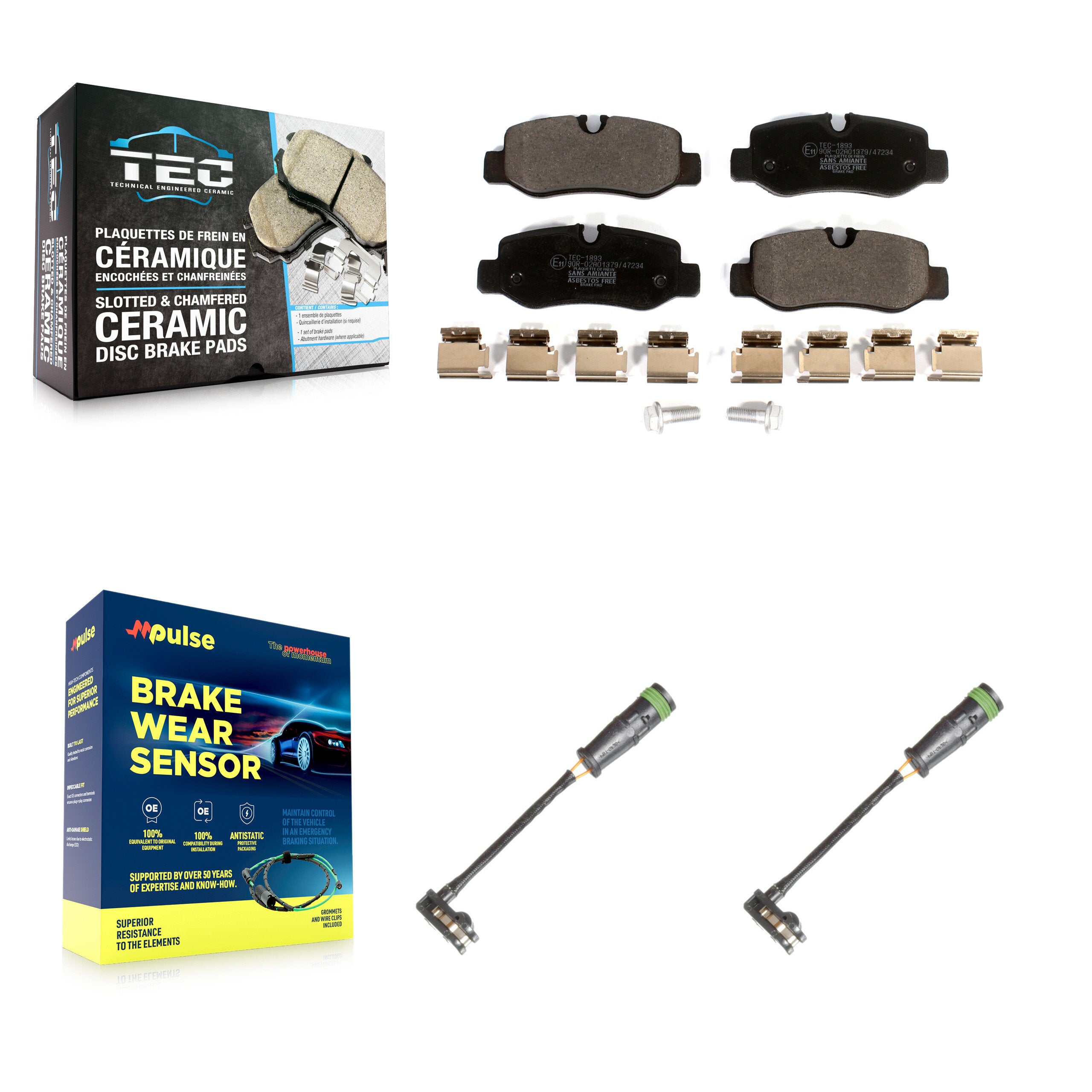Rear Ceramic Disc Brake Pads And Wear Sensors Kit For Mercedes-Benz Metris 2.0L