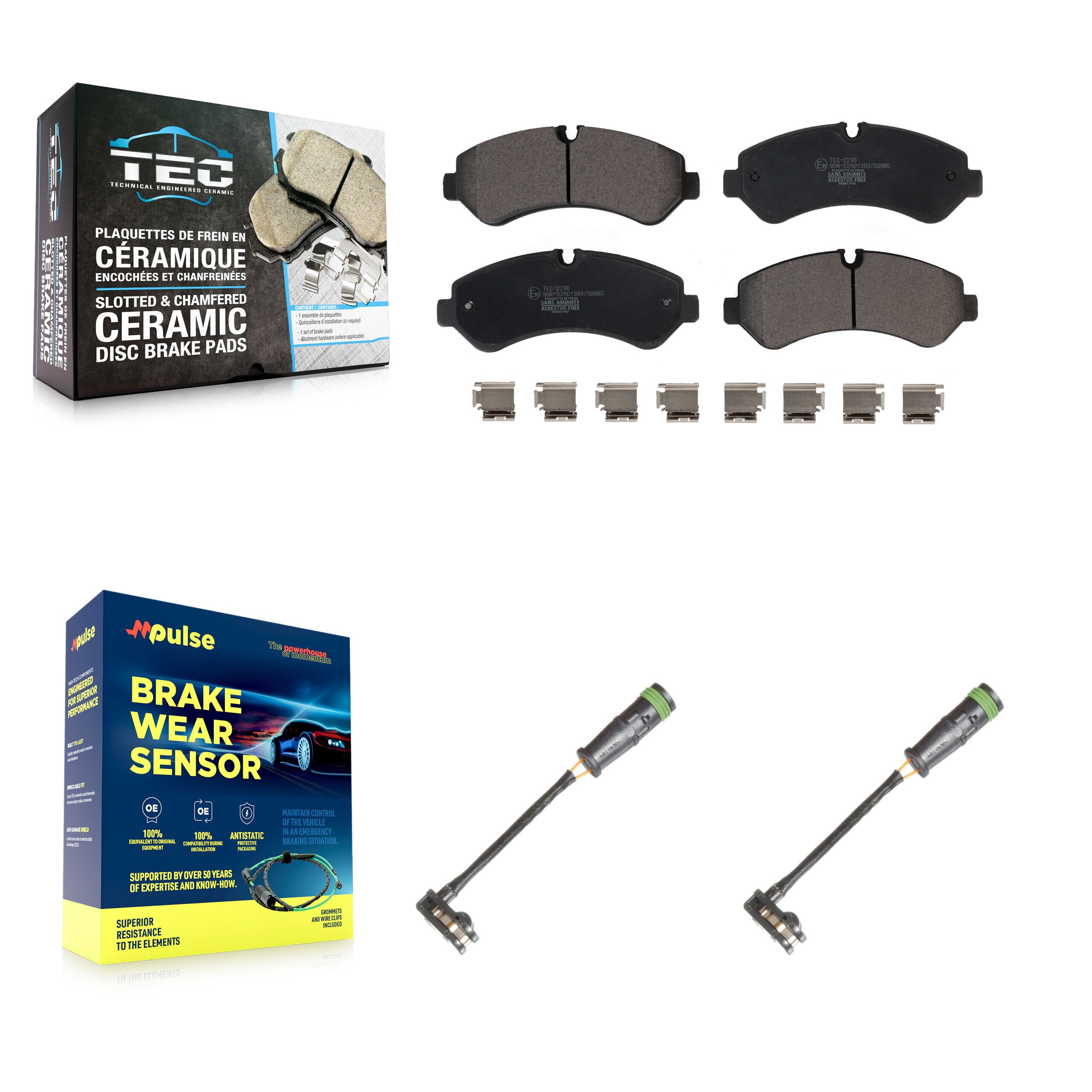 Rear Ceramic Disc Brake Pads And Wear Sensors Kit For Freightliner Sprinter 3500