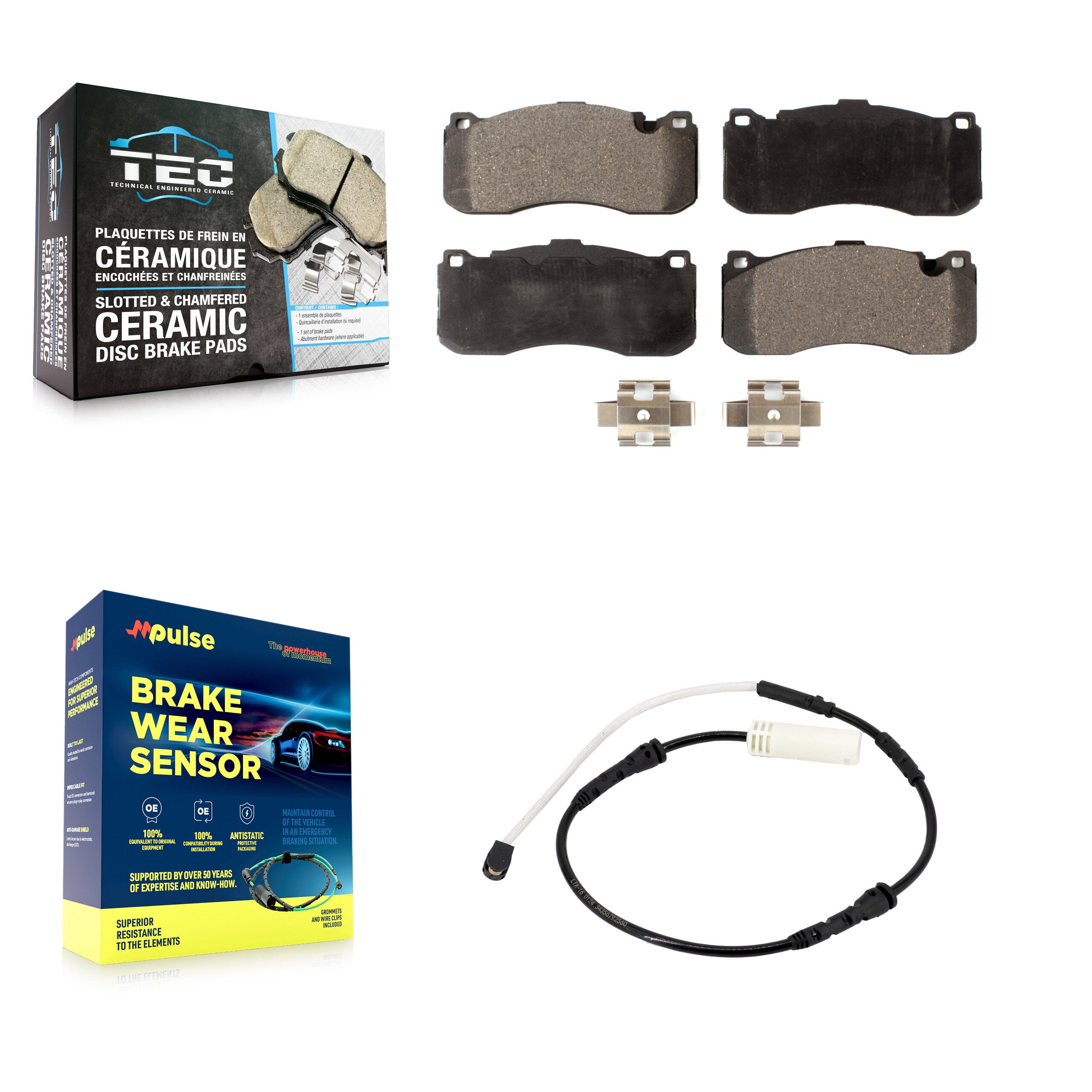 Front Ceramic Disc Brake Pads And Wear Sensors Kit For BMW 328i KTW-101516