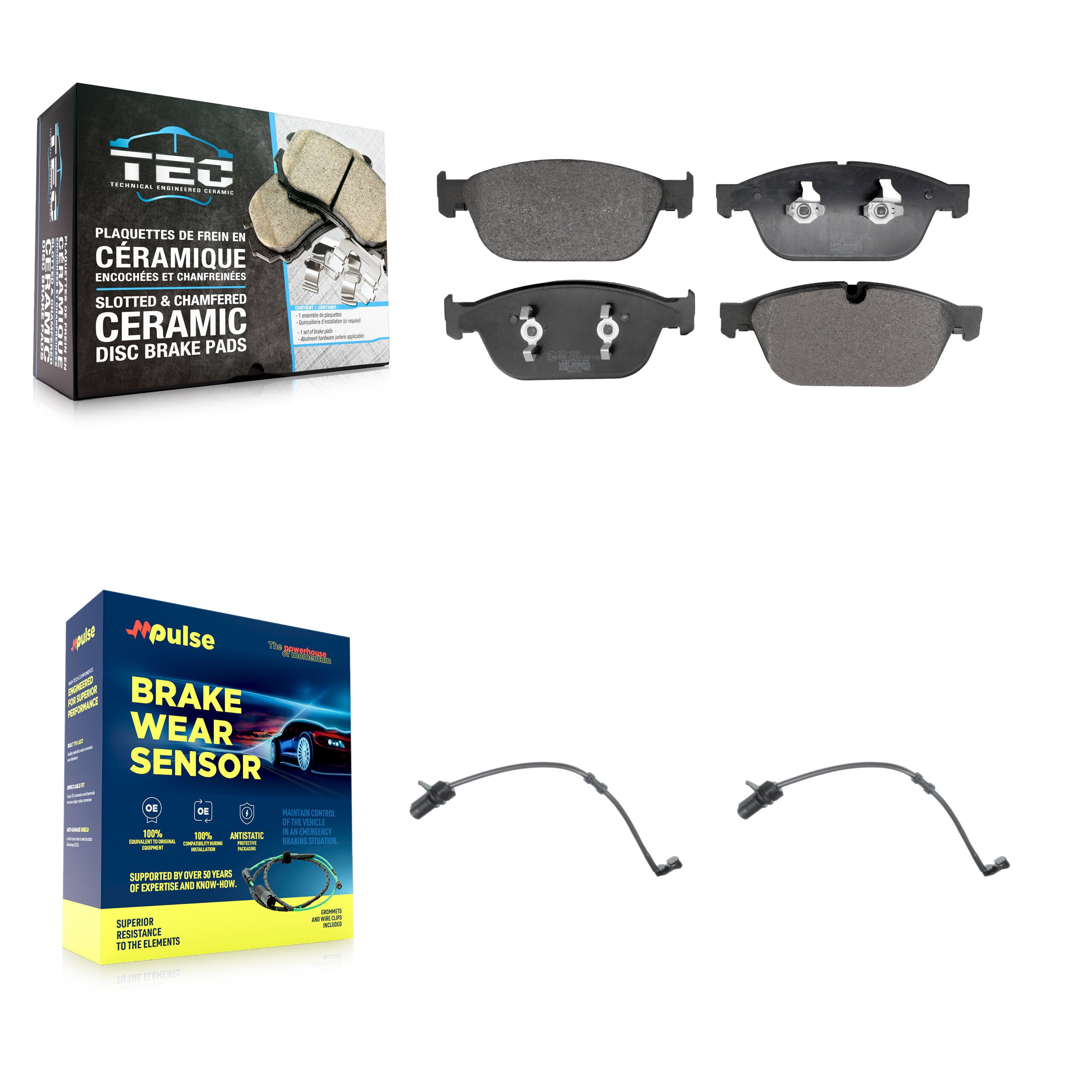 Front Ceramic Disc Brake Pads And Wear Sensors Kit For Audi SQ5 A8 Quattro