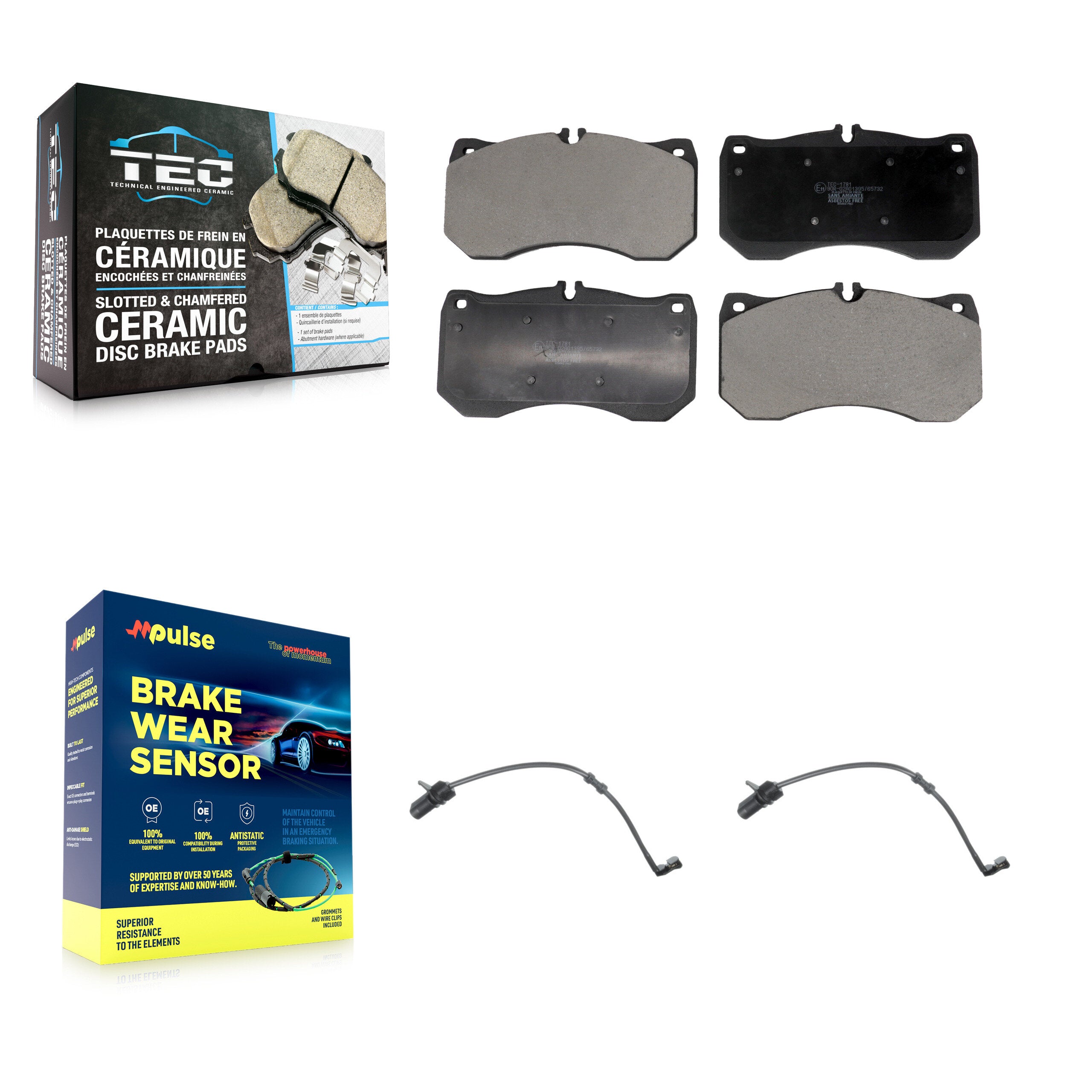 Front Ceramic Disc Brake Pads And Wear Sensors Kit For Audi A7 Quattro A8