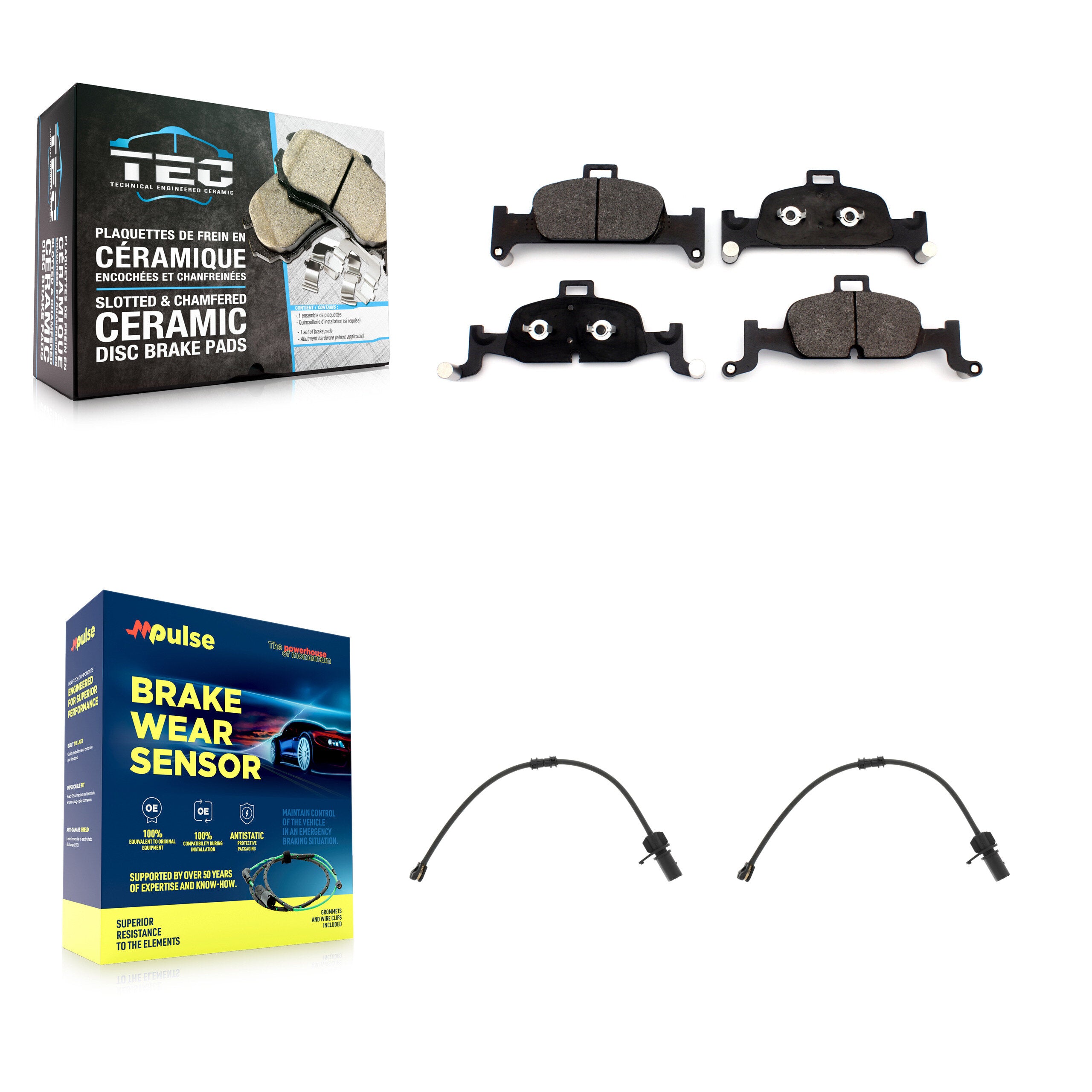 Front Ceramic Brake Pad Wear Sensor Kit For Audi Q5 2.0L Without Brembo Calipers