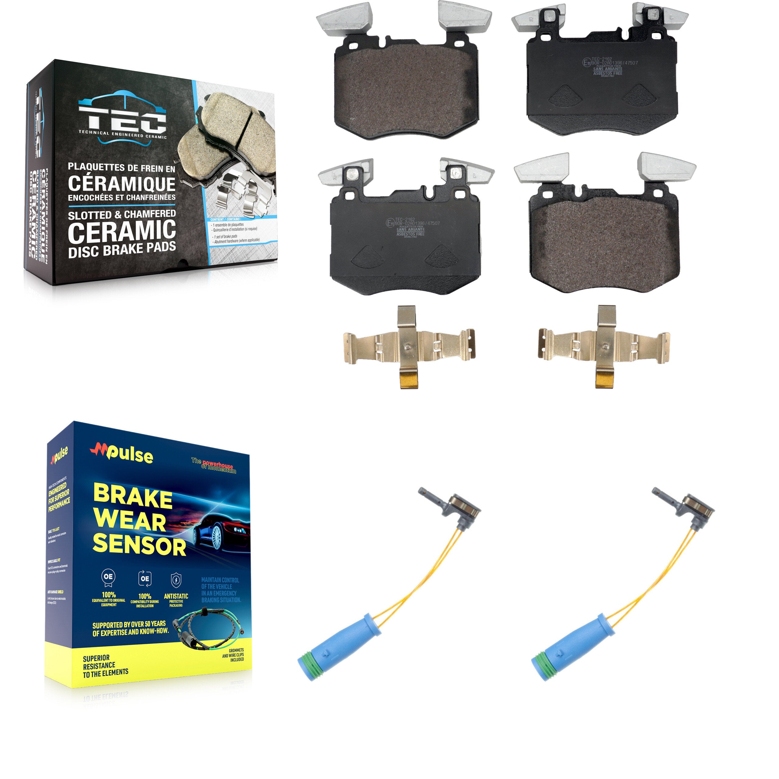 Front Ceramic Disc Brake Pads And Wear Sensors Kit For Mercedes-Benz GLC300