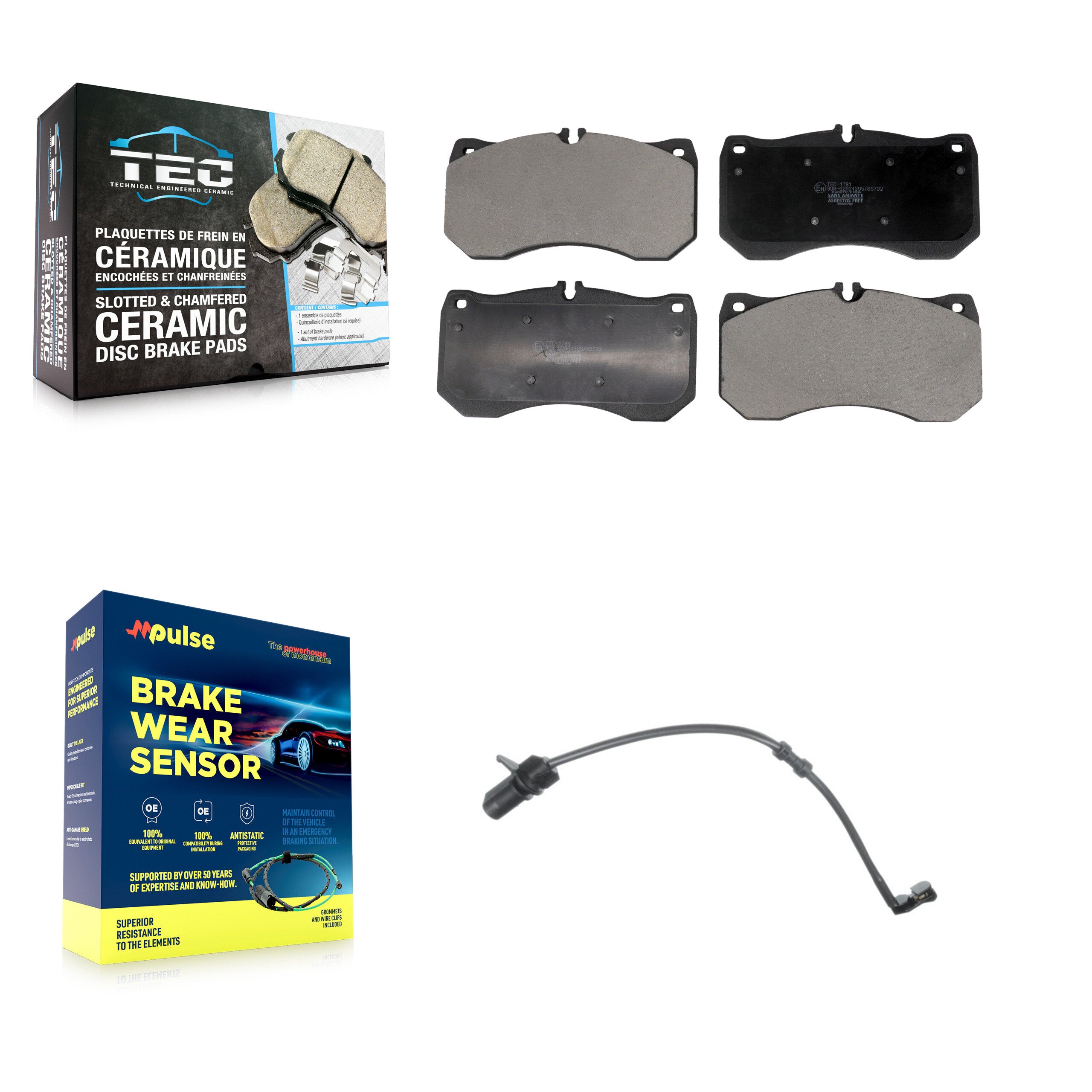 Front Ceramic Disc Brake Pads And Wear Sensors Kit For Audi A7 Quattro A8