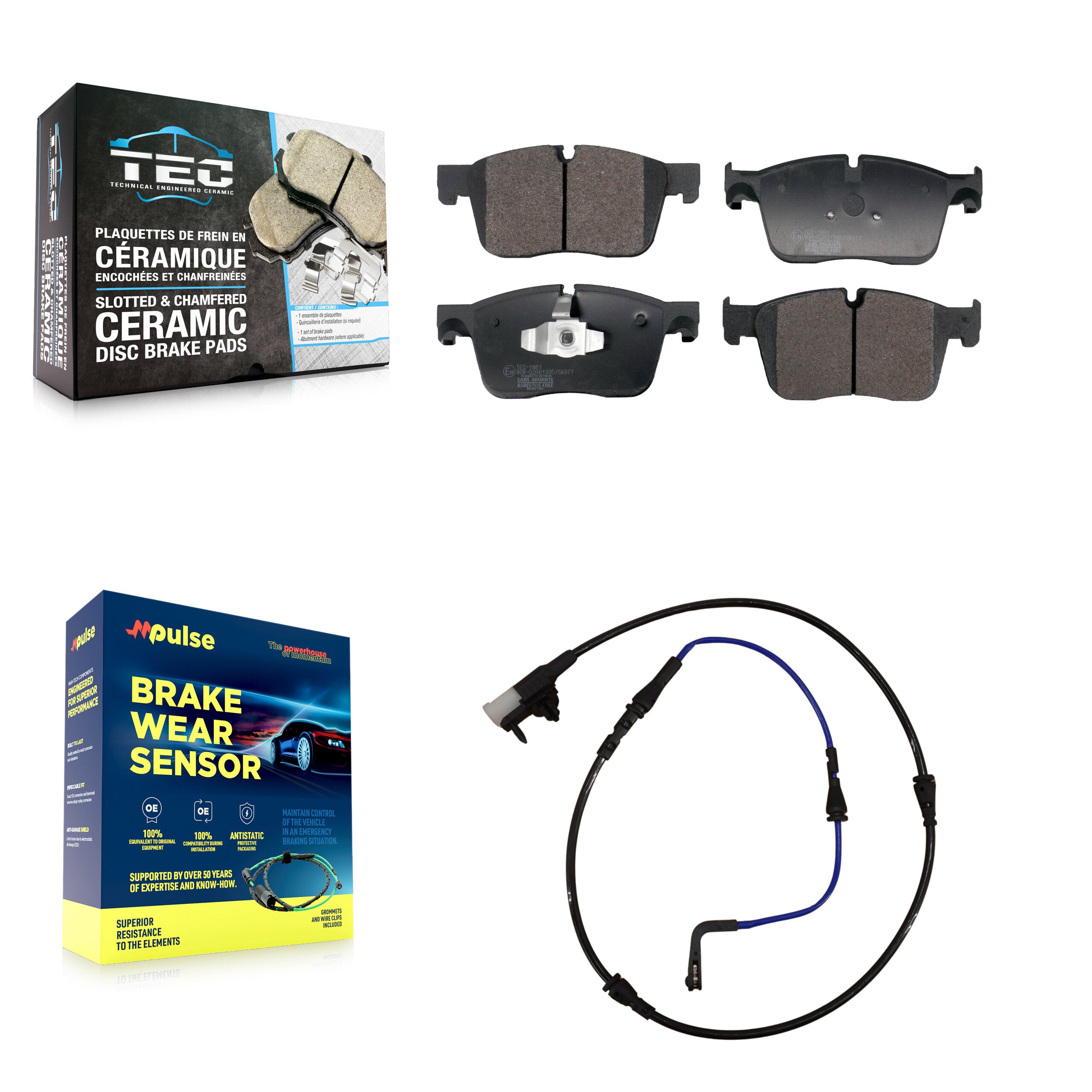 Front Ceramic Disc Brake Pads And Wear Sensors Kit For Jaguar XE XF KTW-101583