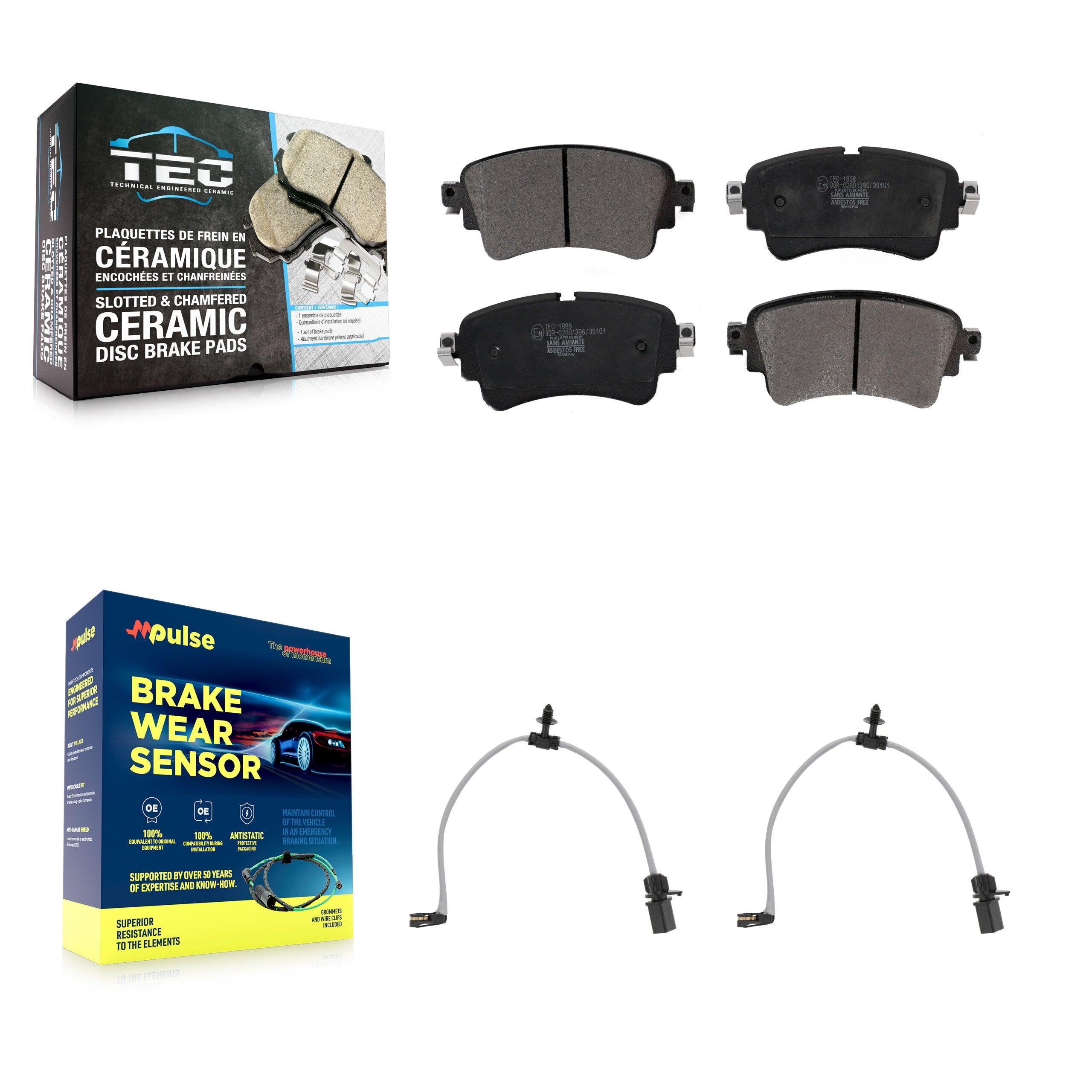Rear Ceramic Brake Pad & Wear Sensor Kit For Audi Q5 SQ5 A6 Quattro A7 Sportback