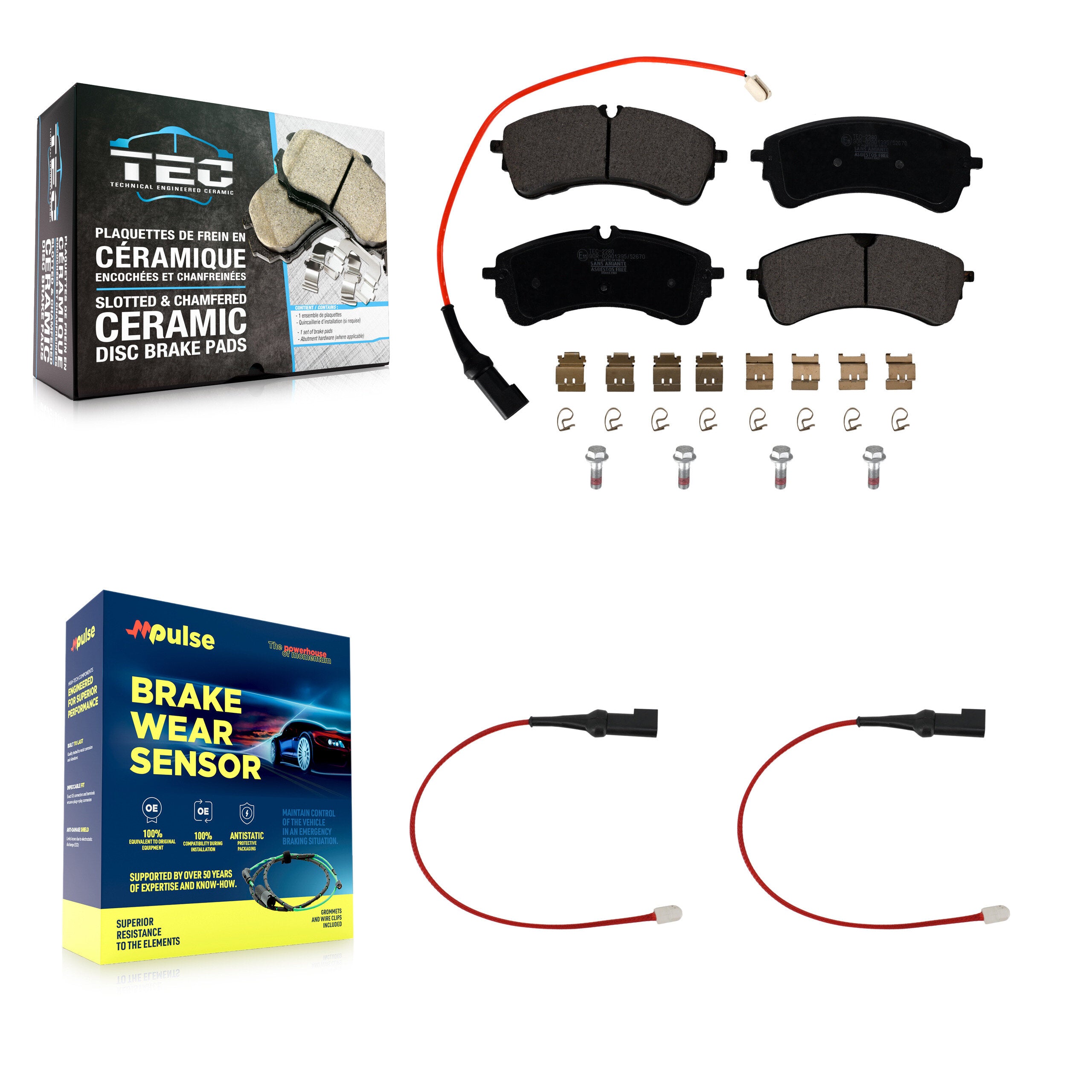 Rear Ceramic Disc Brake Pads And Extra Wear Sensors Kit For Ford Transit-350 HD
