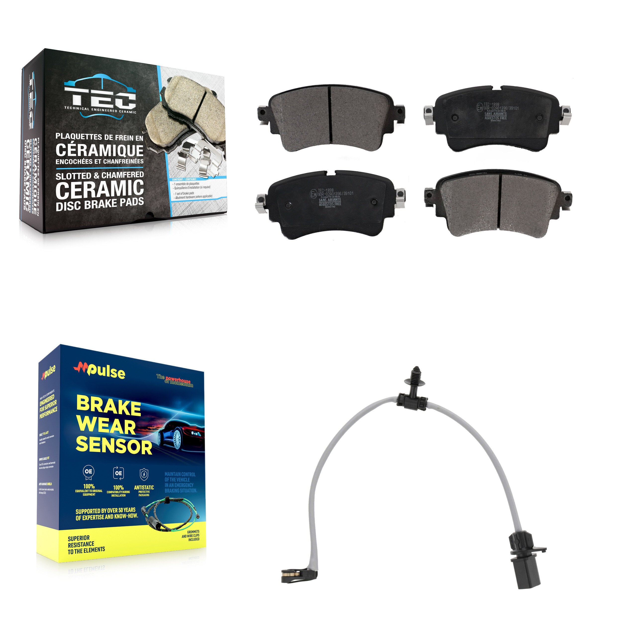 Rear Ceramic Brake Pad & Wear Sensor Kit For Audi Q5 SQ5 A6 Quattro A7 Sportback