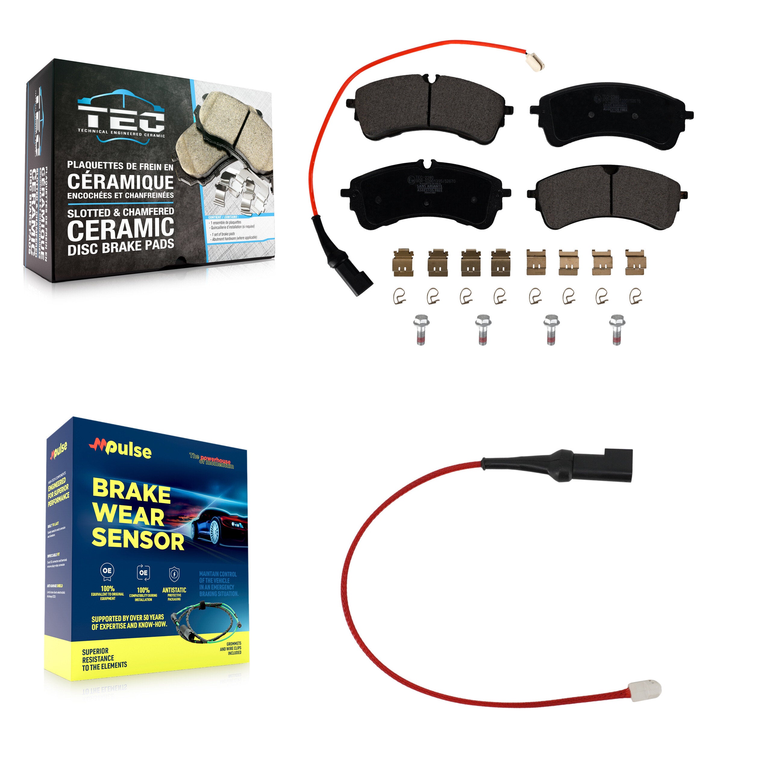 Rear Ceramic Disc Brake Pads And Extra Wear Sensors Kit For Ford Transit-350 HD