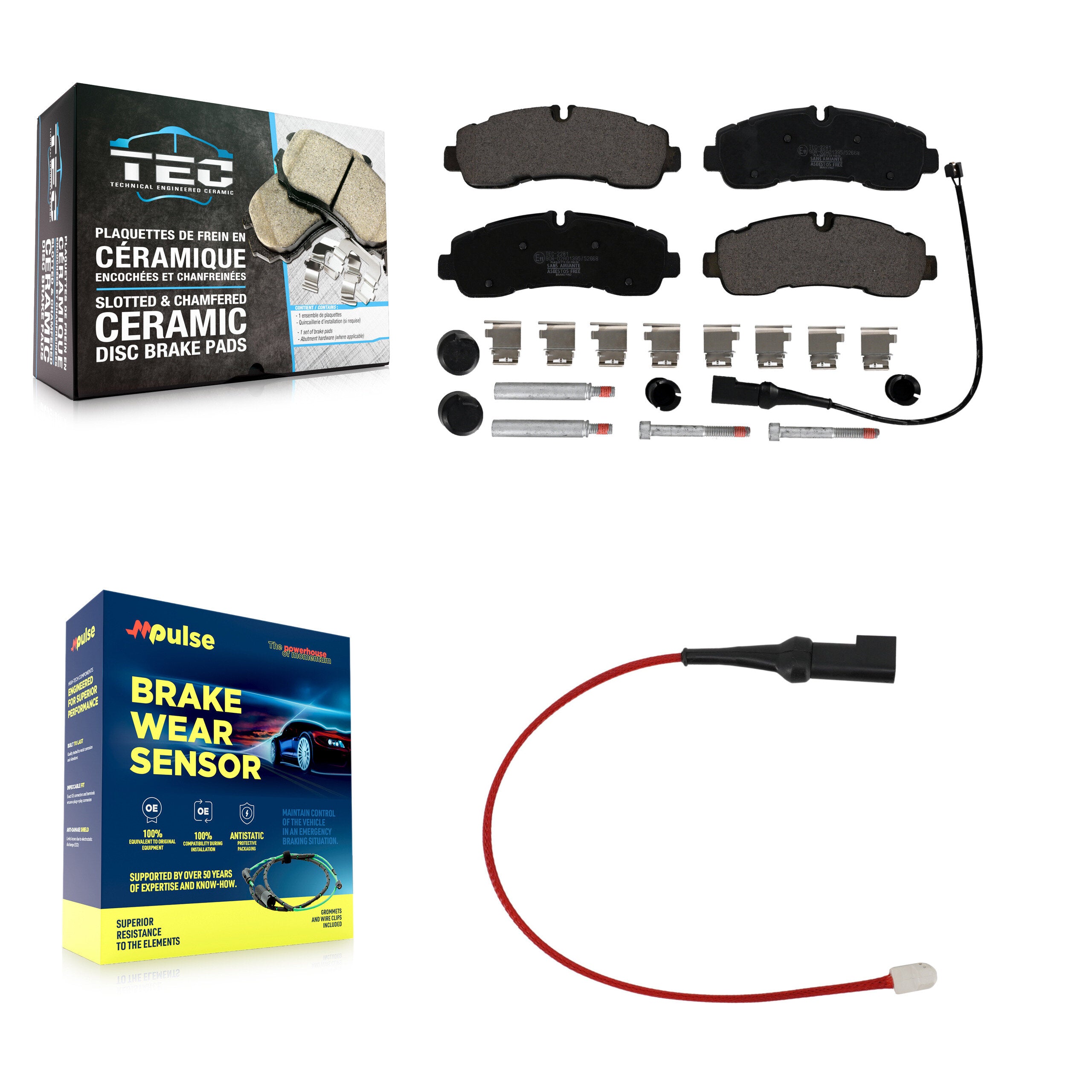 Rear Ceramic Disc Brake Pad And Wear Sensor Kit For 2020 Ford Transit-350 HD AWD