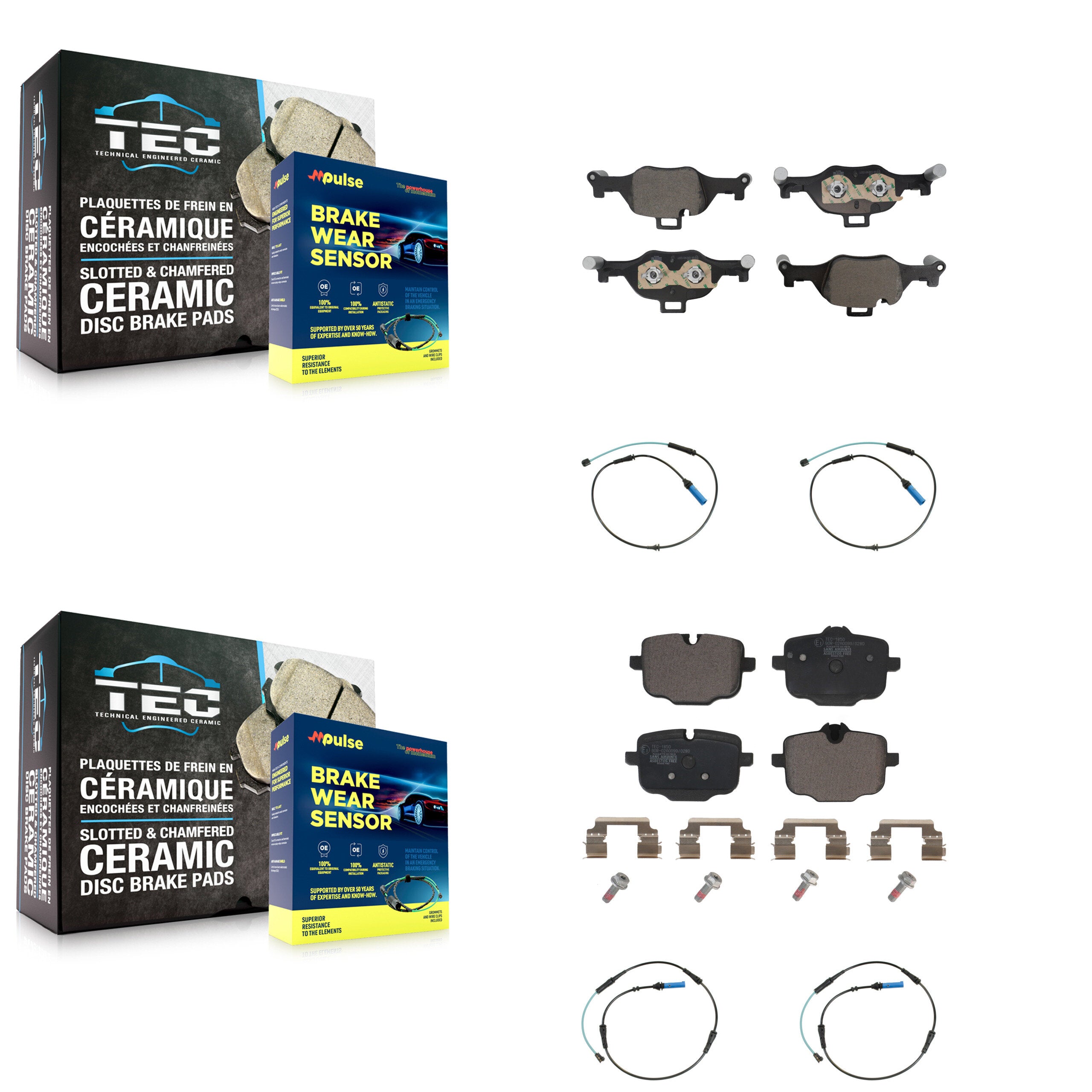Front Rear Ceramic Disc Brake Pads And Wear Sensors Kit For BMW 540i xDrive