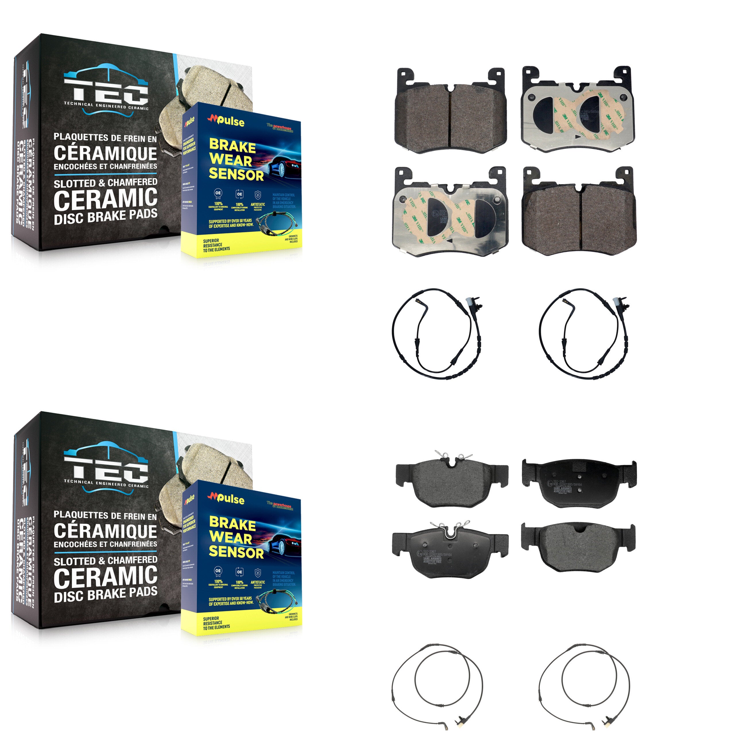 Front Rear Ceramic Disc Brake Pad And Wear Sensor Kit For Land Rover Range Velar