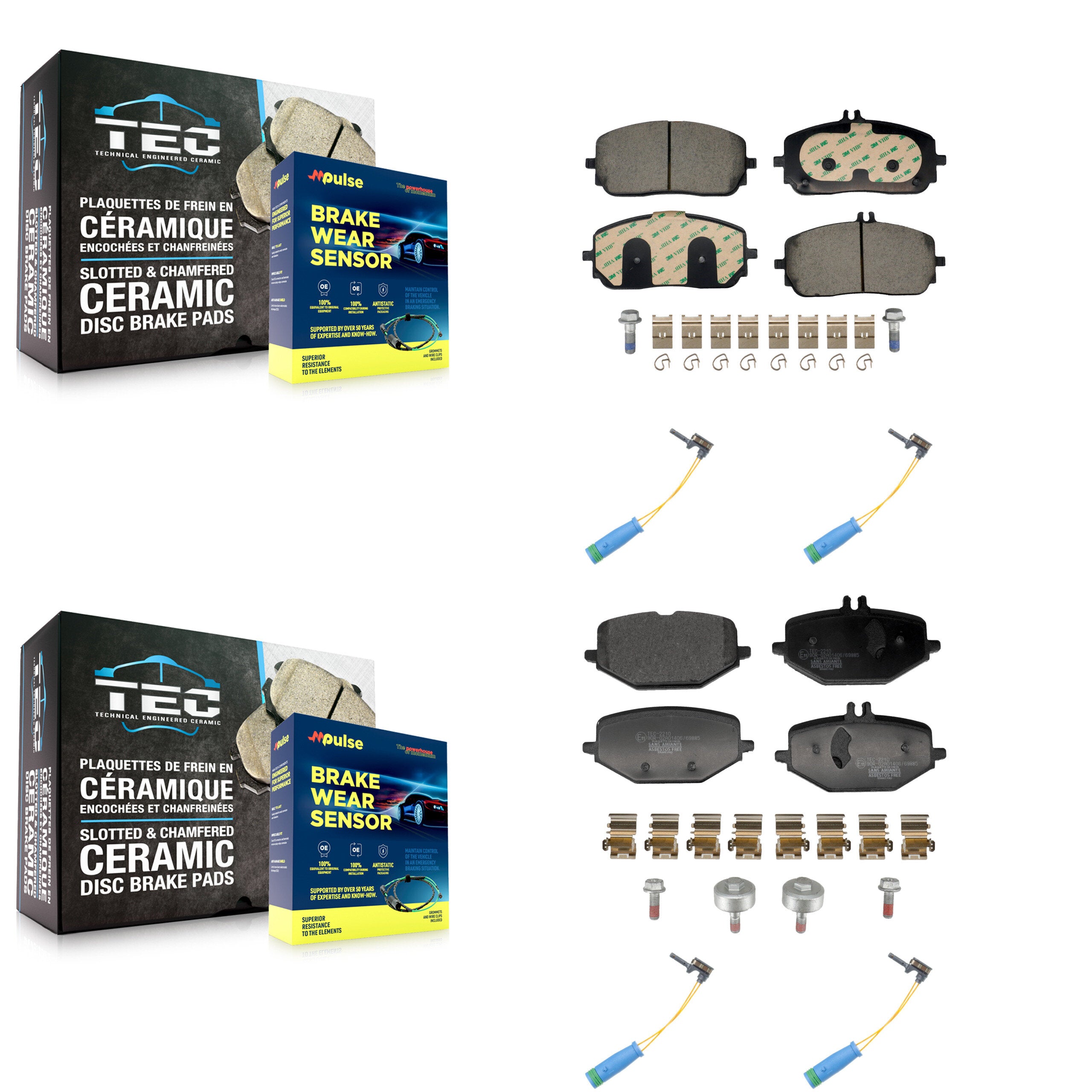 Front Rear Ceramic Disc Brake Pads Wear Sensor Kit For Mercedes-Benz GLE350 G550