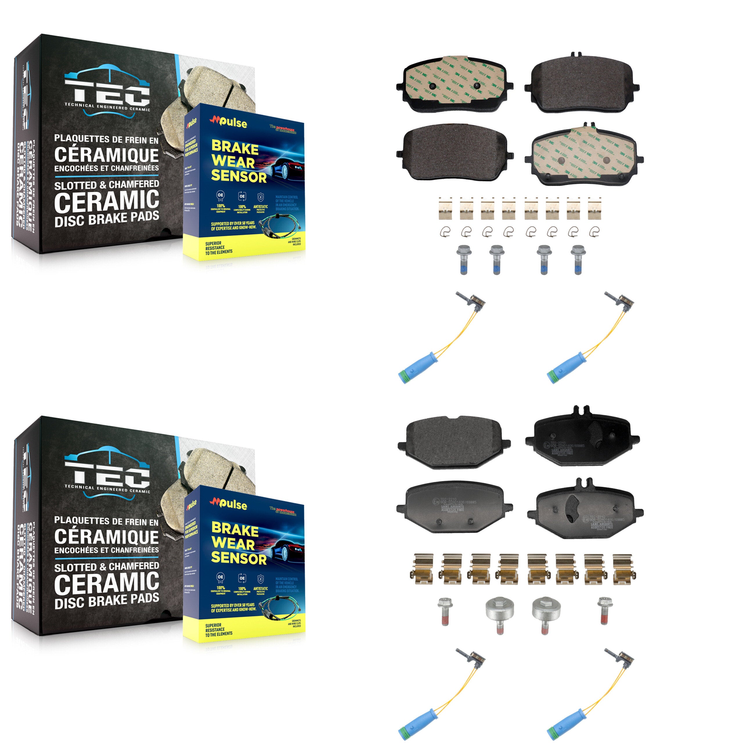 Front Rear Ceramic Brake Pad Wear Sensor Kit For Mercedes-Benz GLE450 GLS450 AMG