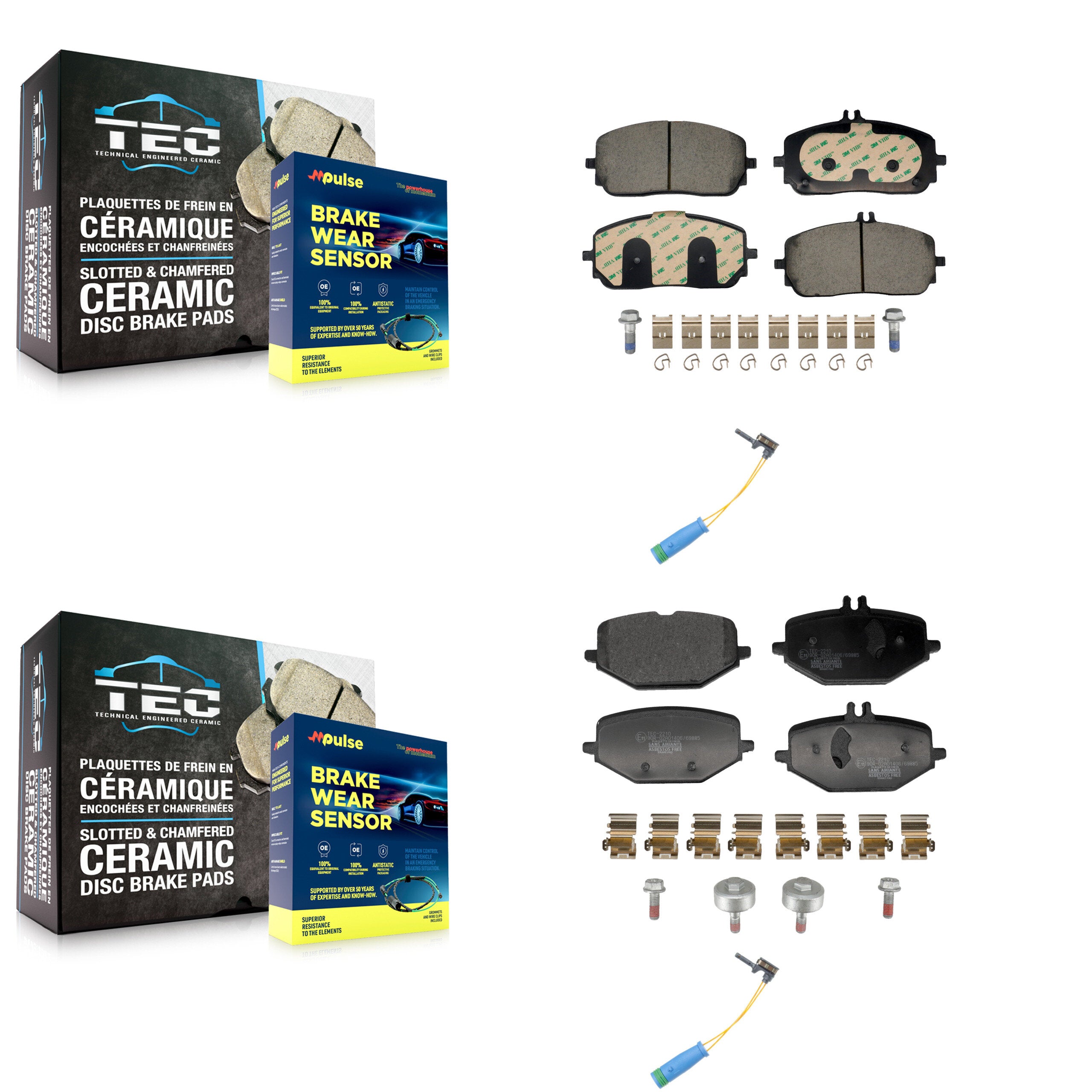 Front Rear Ceramic Disc Brake Pads Wear Sensor Kit For Mercedes-Benz GLE350 G550