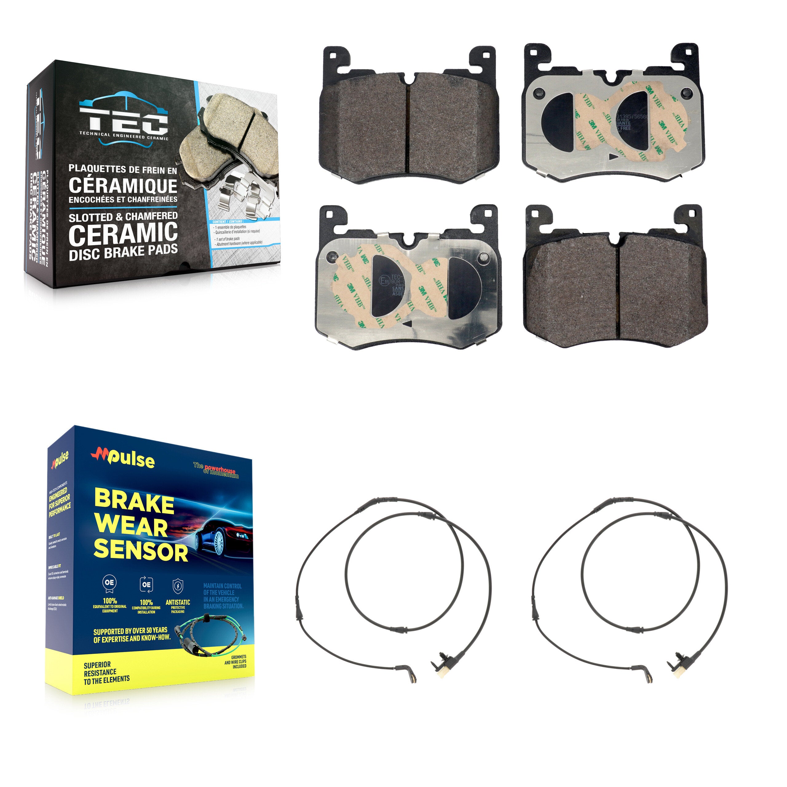 Front Ceramic Brake Pad Wear Sensor Kit For Jaguar F-Pace Land Rover Range Velar