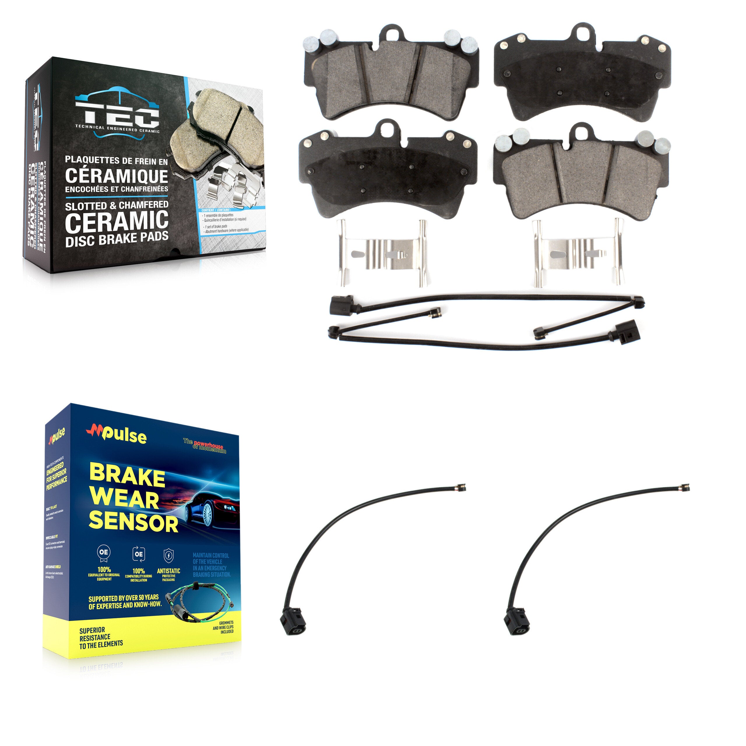 Front Ceramic Disc Brake Pads And Extra Wear Sensors Kit For Audi Q7 KTW-101689