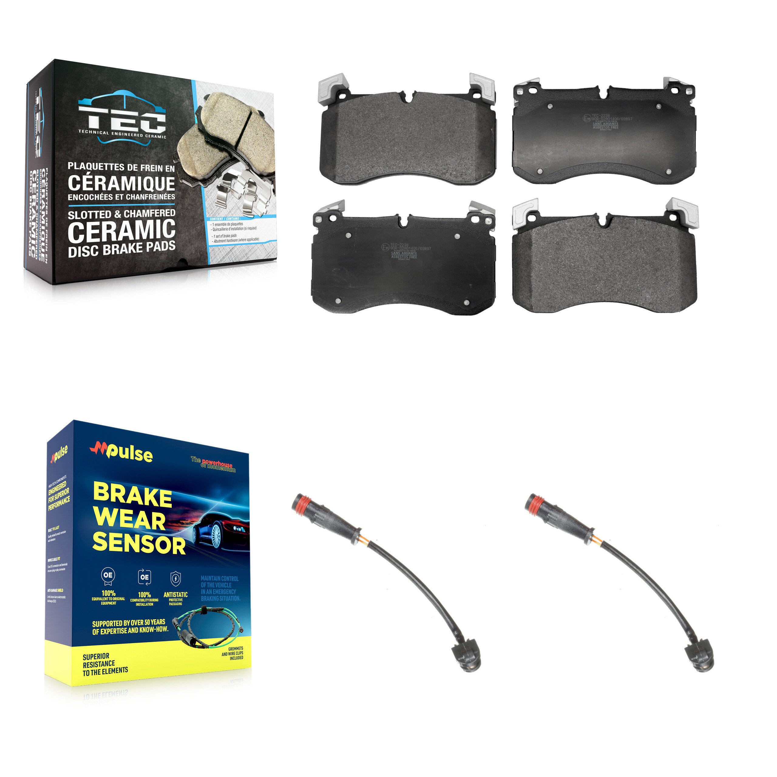 Front Ceramic Brake Pad Wear Sensor Kit For 2019-2022 Mercedes-Benz G63 AMG 4.0L