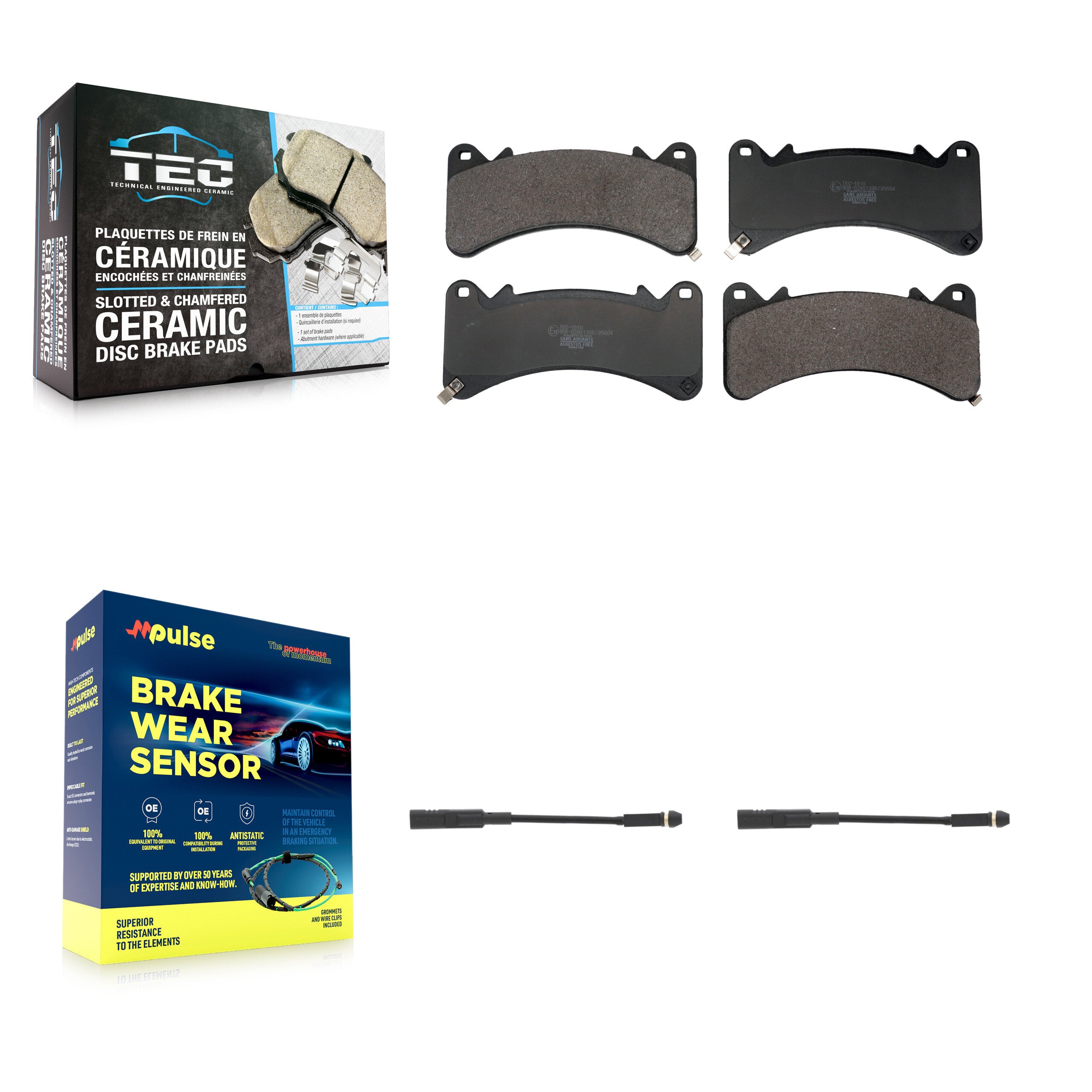 Front Ceramic Brake Pads Wear Sensor Kit For GMC Chevrolet Silverado 1500 Sierra