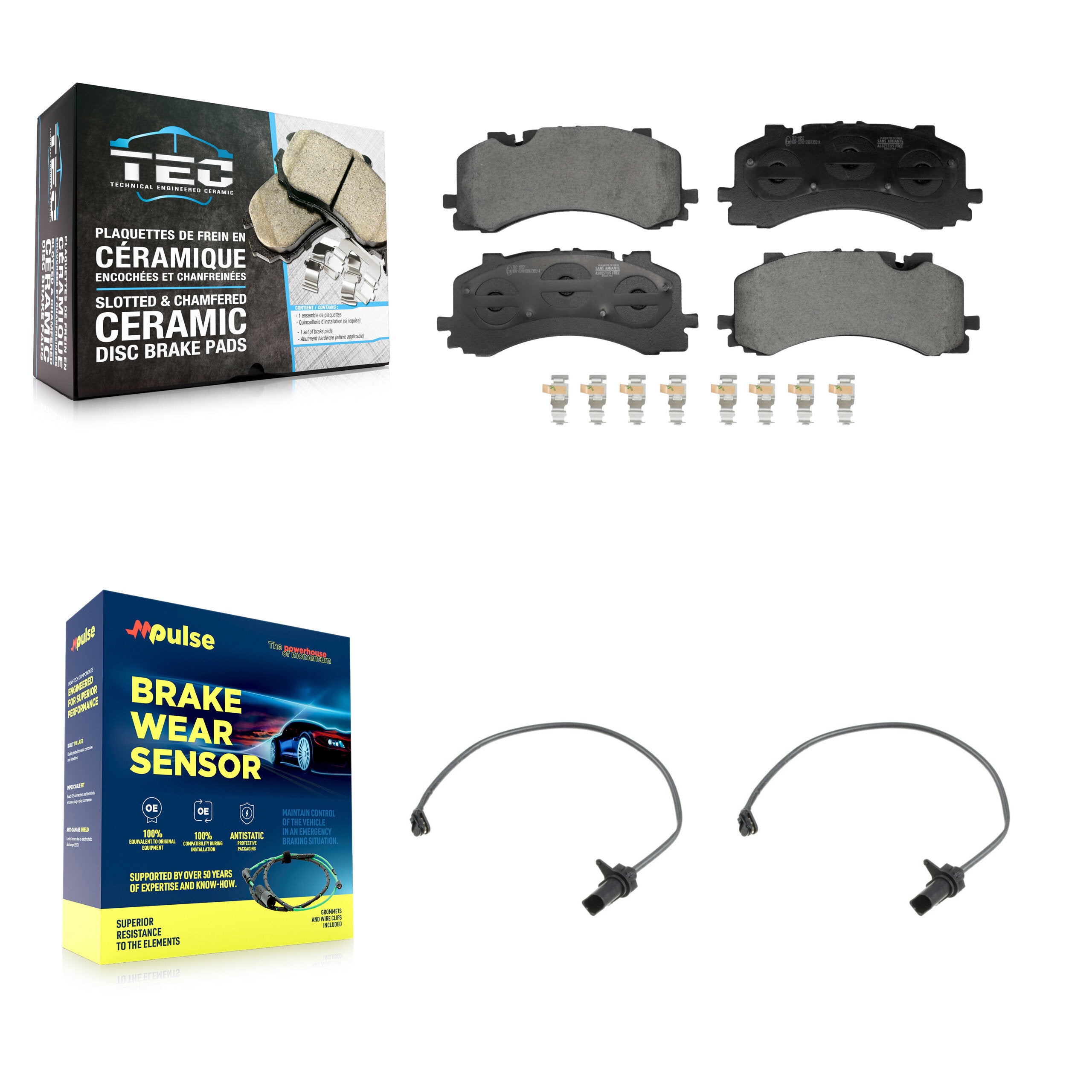 Front Ceramic Disc Brake Pads And Wear Sensors Kit For Audi A8 Quattro S6 S7