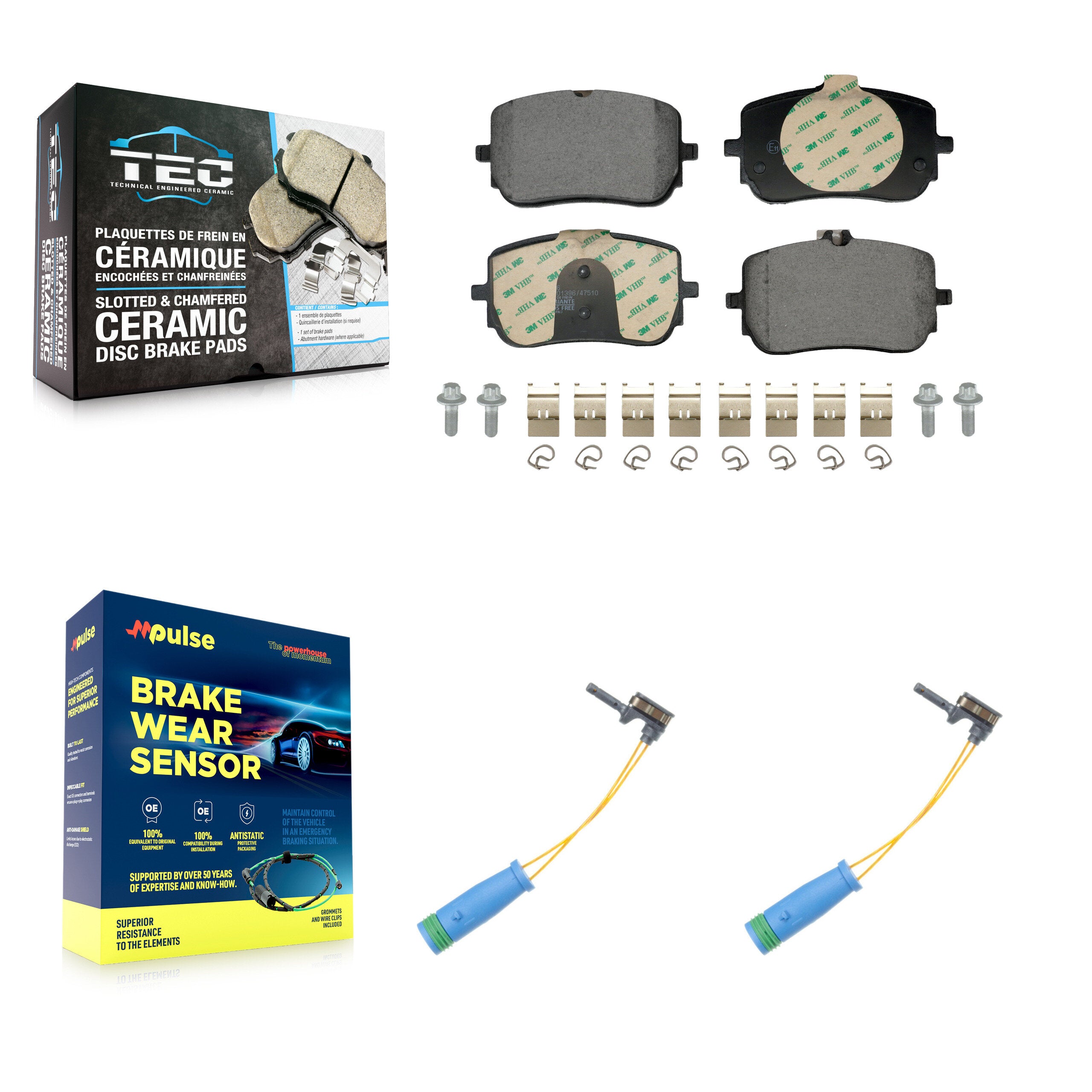 Front Ceramic Disc Brake Pads And Wear Sensors Kit For Mercedes-Benz A220 CLA250