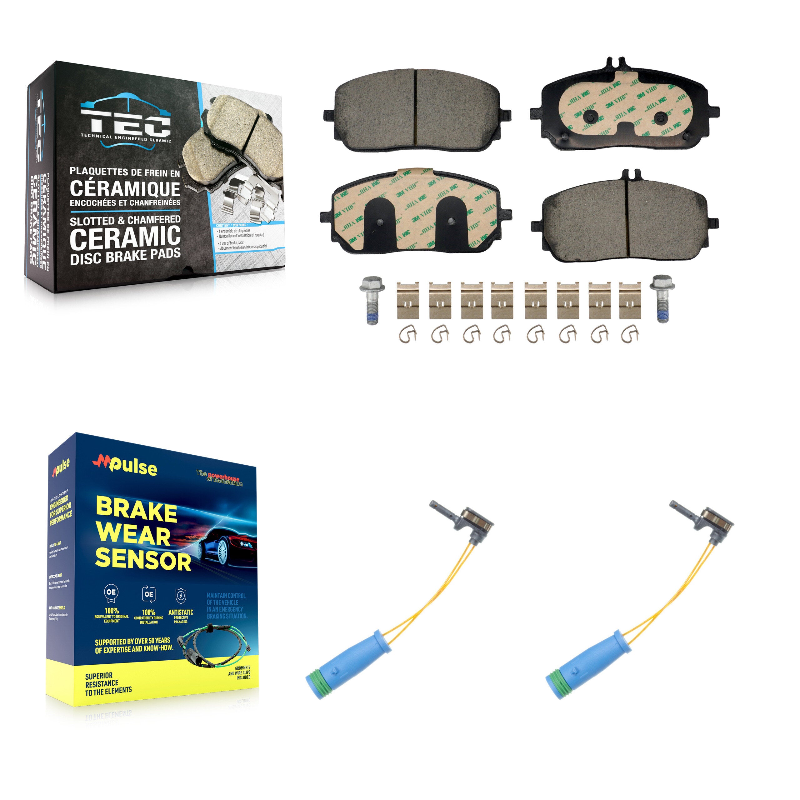 Front Ceramic Brake Pad & Wear Sensor Kit For Mercedes-Benz GLE350 GLB250 GLA250