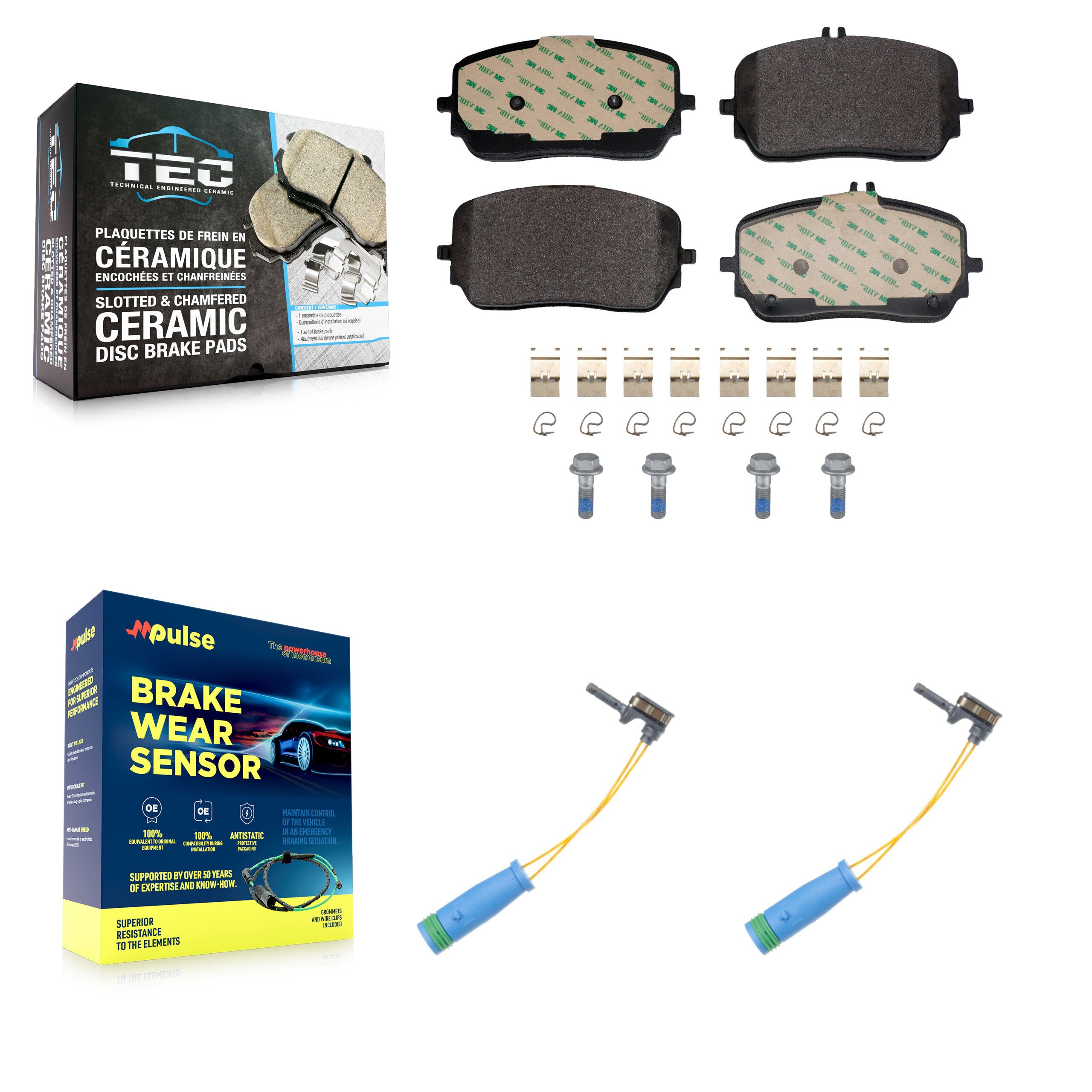 Front Ceramic Brake Pads & Wear Sensor Kit For Mercedes-Benz GLE450 GLS450 GLE53