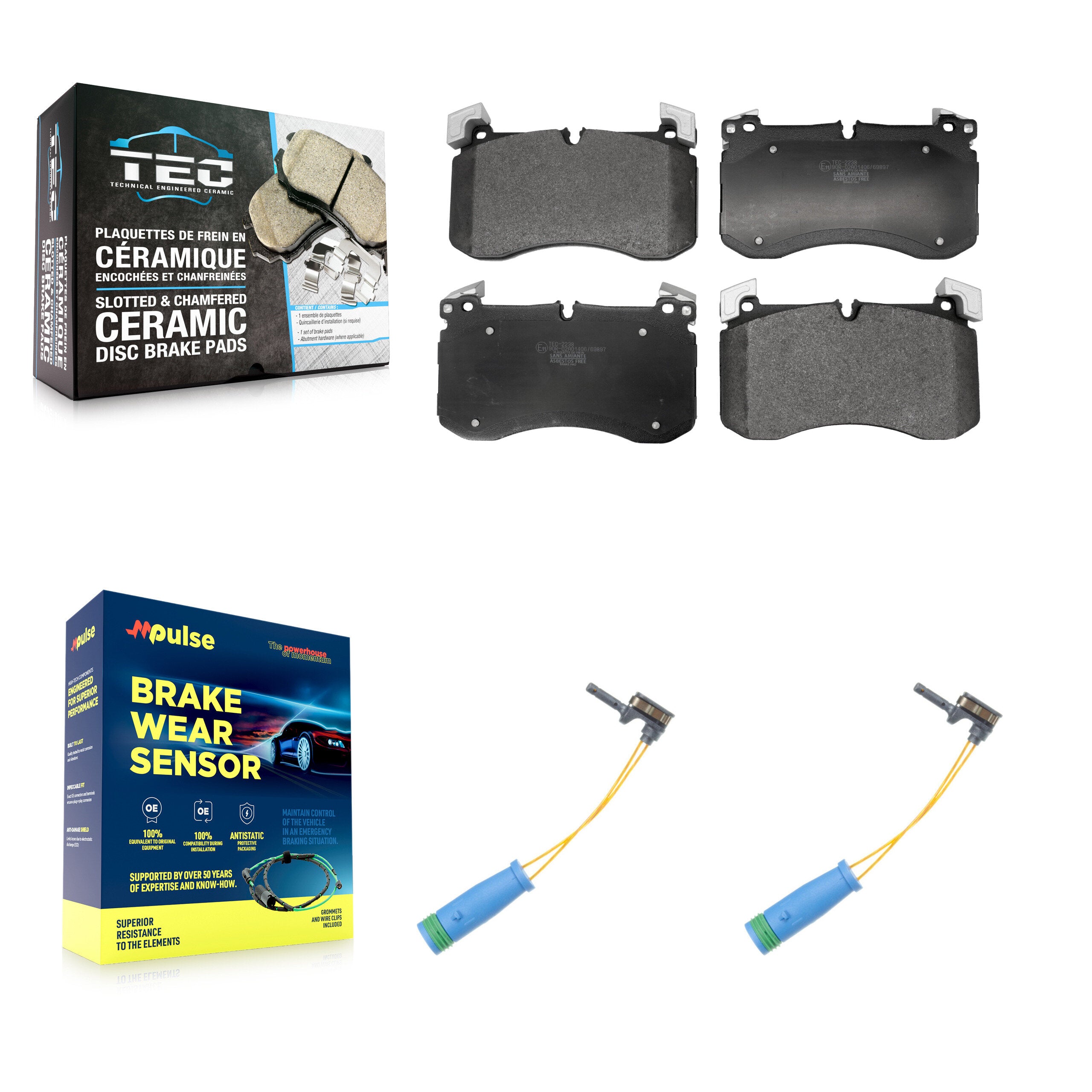 Front Ceramic Brake Pad Wear Sensor Kit For Mercedes-Benz GLS450 GLS63 AMG GLE53