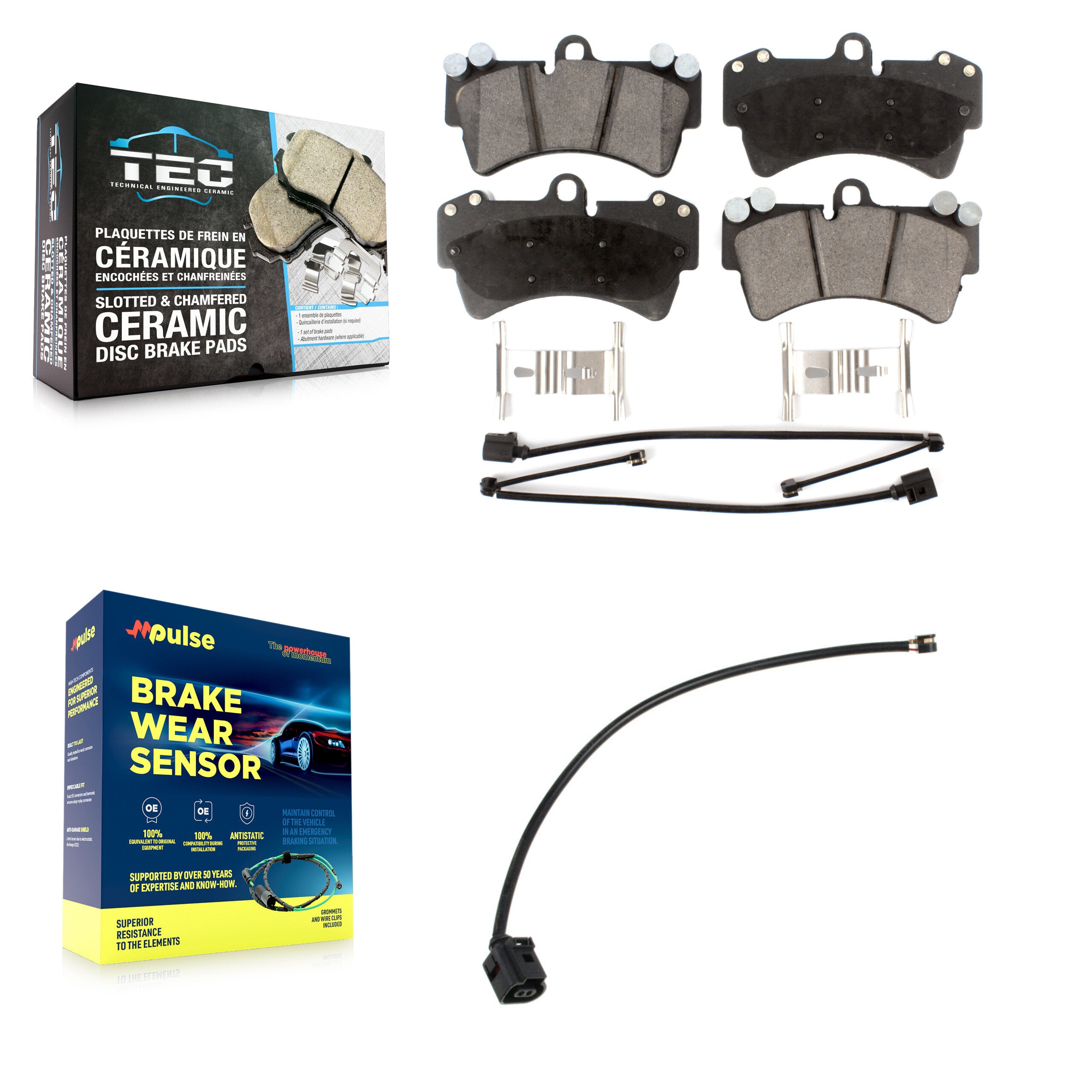 Front Ceramic Disc Brake Pads And Extra Wear Sensors Kit For Audi Q7 KTW-101704