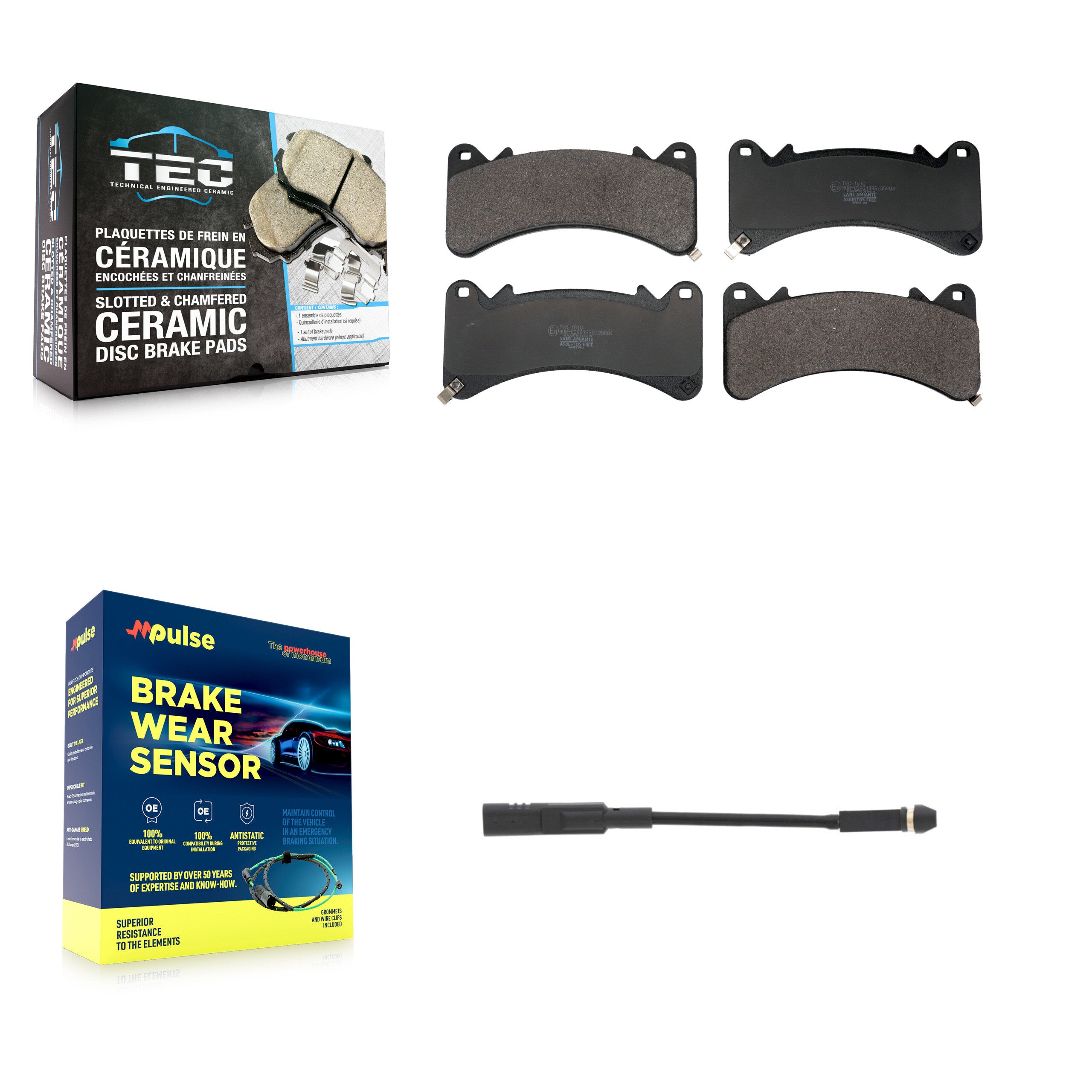 Front Ceramic Brake Pads Wear Sensor Kit For GMC Chevrolet Silverado 1500 Sierra