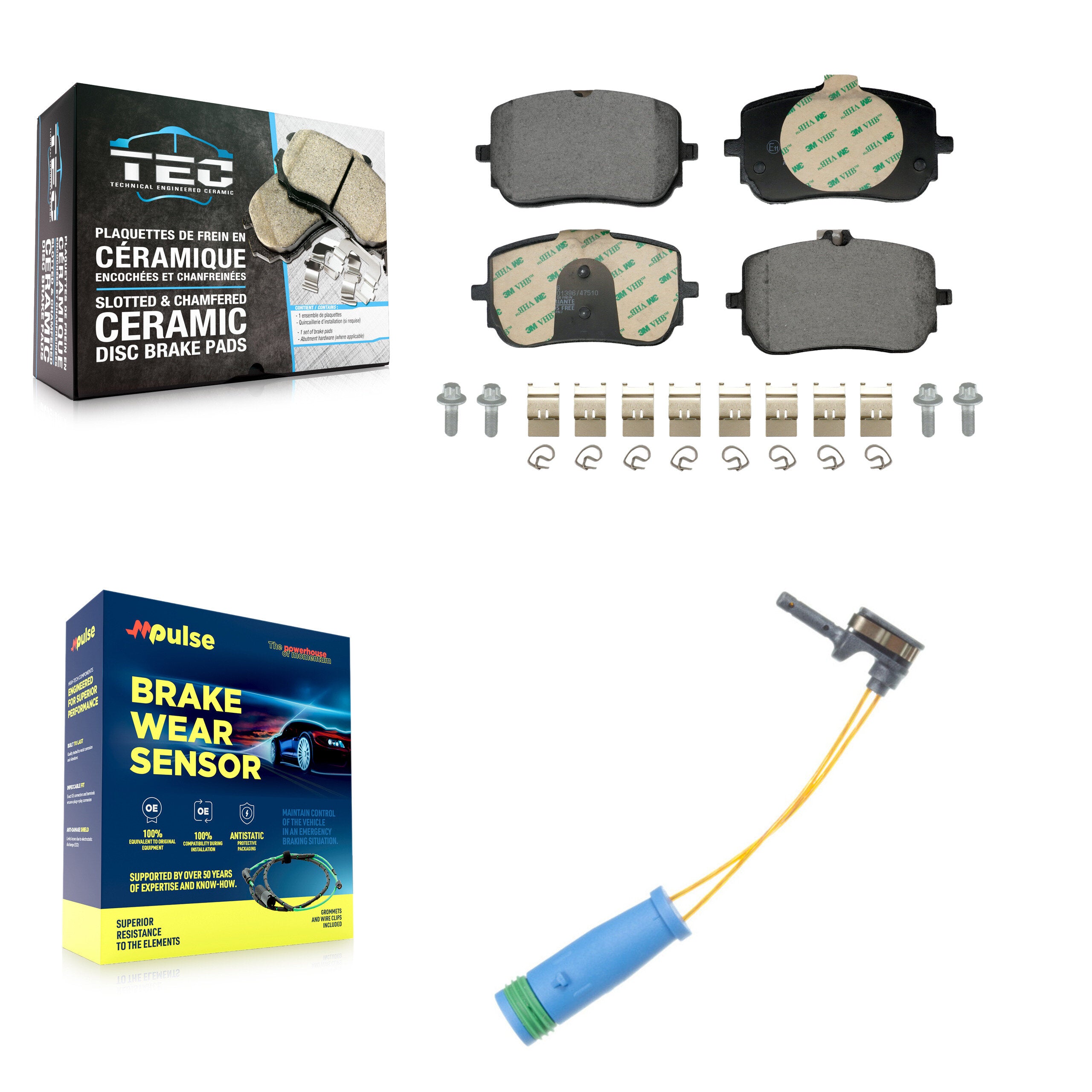 Front Ceramic Disc Brake Pads And Wear Sensors Kit For Mercedes-Benz A220 CLA250
