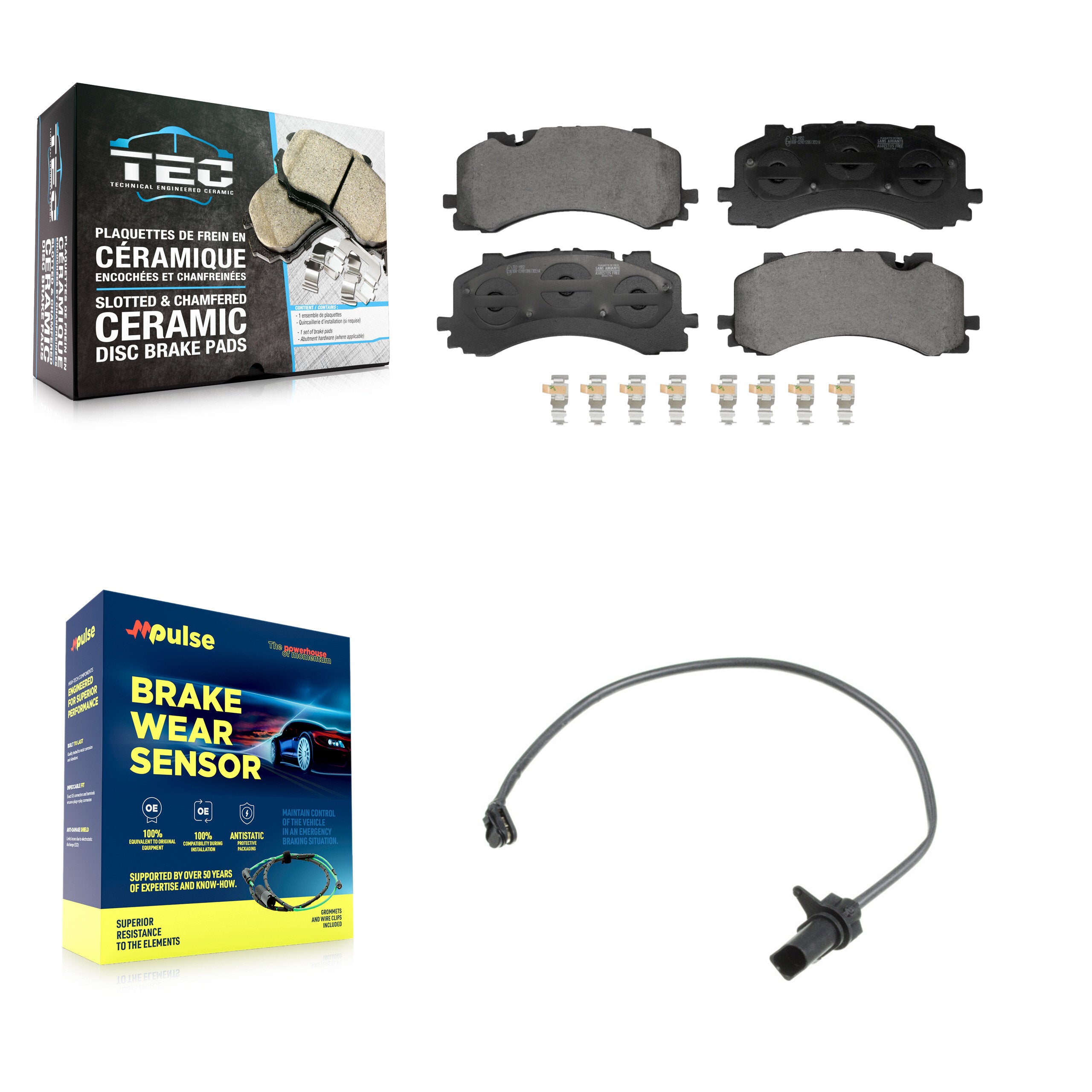 Front Ceramic Disc Brake Pads And Wear Sensors Kit For Audi A8 Quattro S6 S7