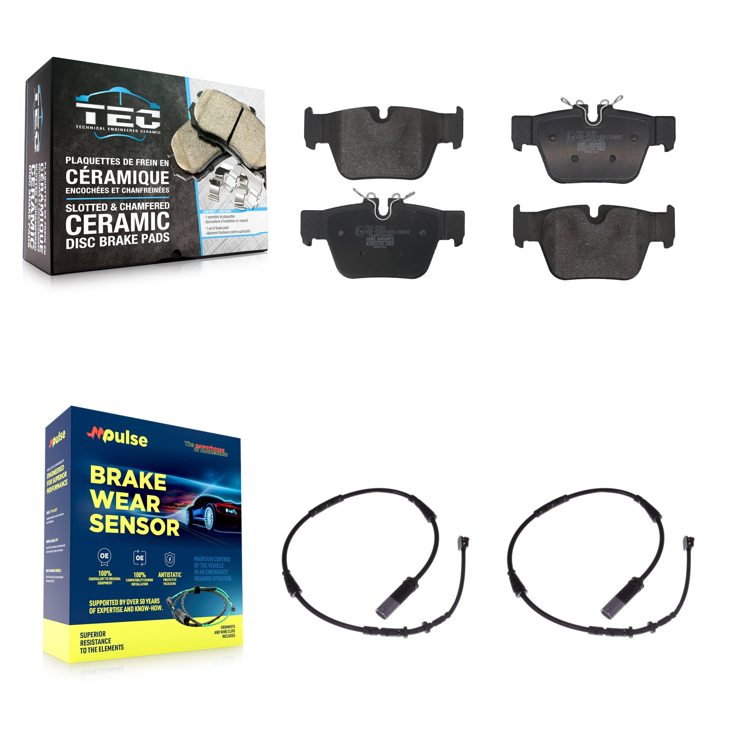 Rear Ceramic Disc Brake Pad & Wear Sensor Kit For BMW X2 M235i xDrive Gran Coupe
