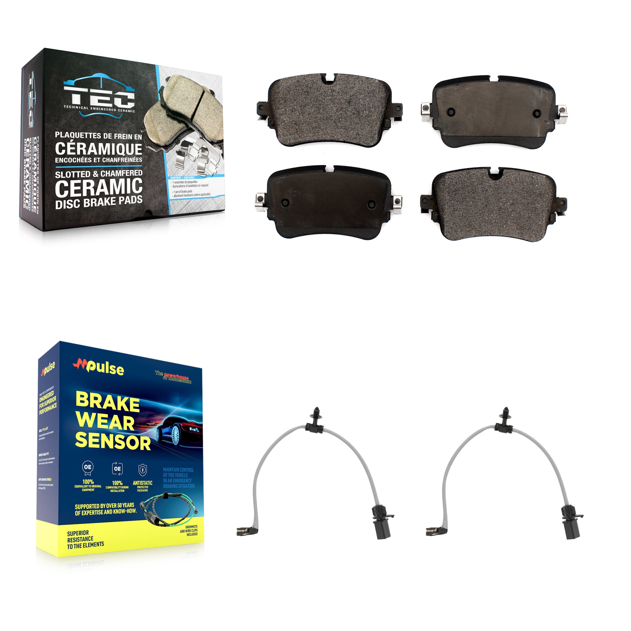Rear Ceramic Disc Brake Pads And Wear Sensor Kit For 2019 Audi e-tron Quattro -L