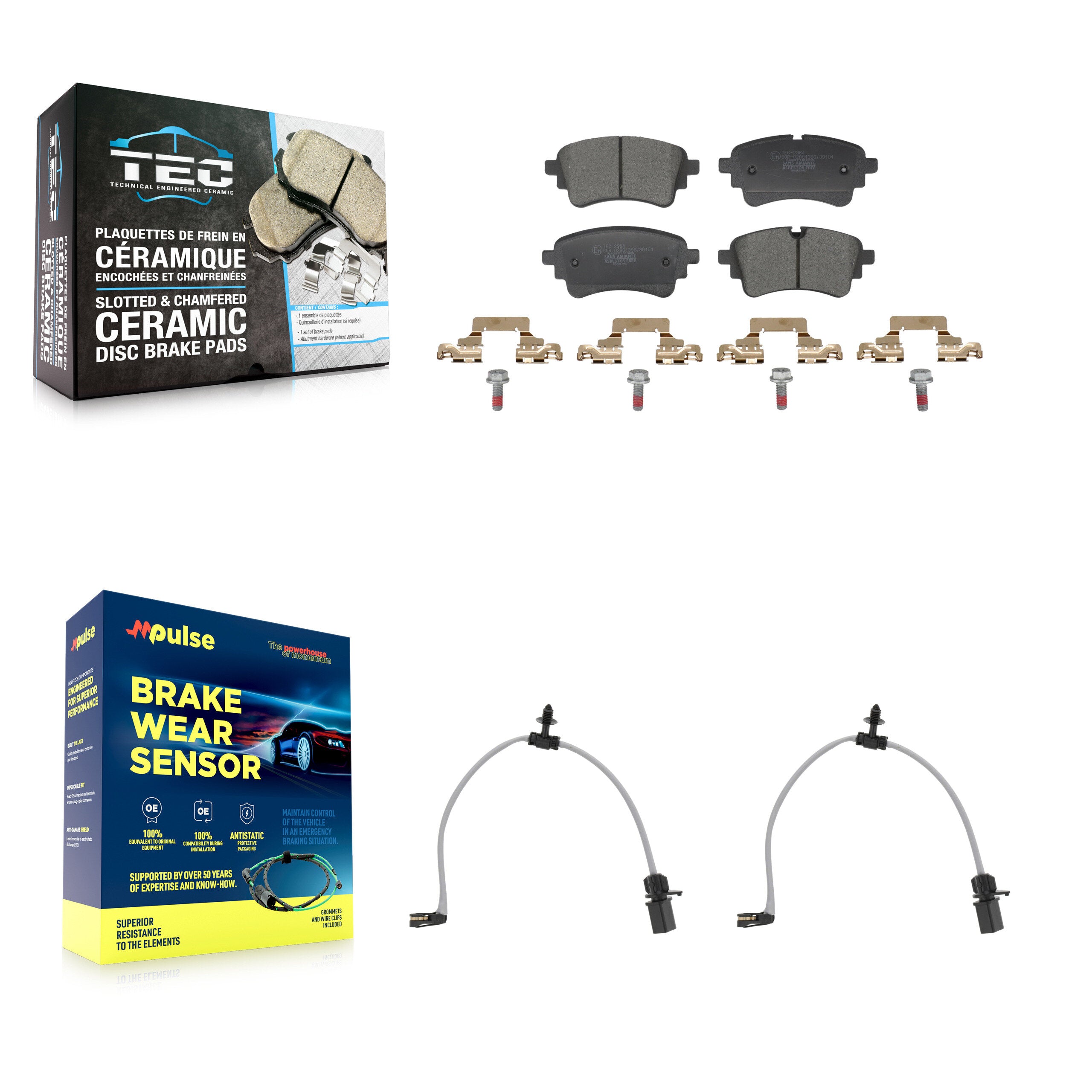 Rear Ceramic Brake Pad Wear Sensor Kit For Audi Q5 Sportback SQ5 PHEV A6 Quattro