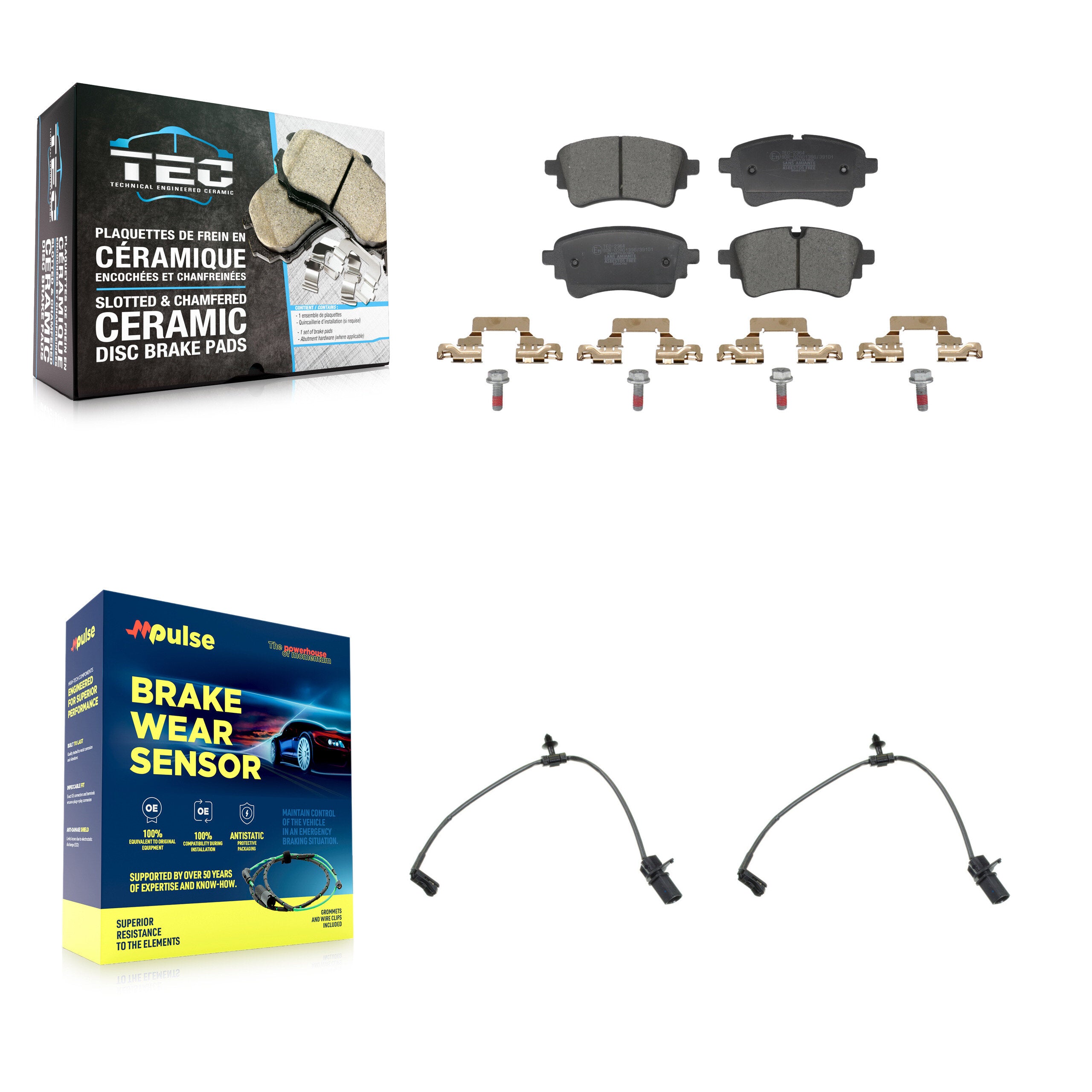 Rear Ceramic Brake Pad & Wear Sensor Kit For Audi A5 Sportback A4 Quattro S5 RS5