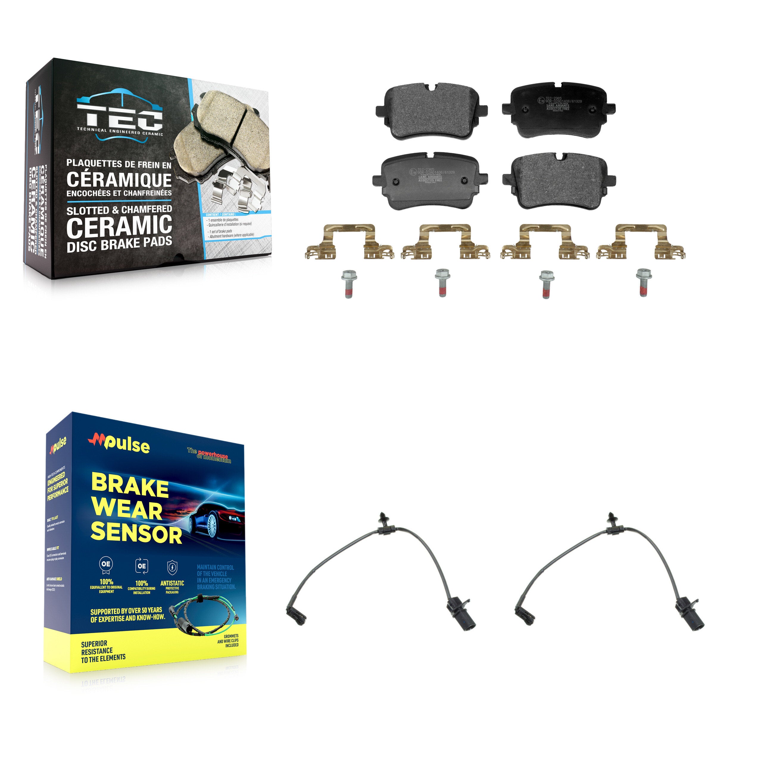Rear Ceramic Disc Brake Pad Wear Sensor Kit For Audi Q7 Q8 SQ8 SQ7 A8 Quattro S8