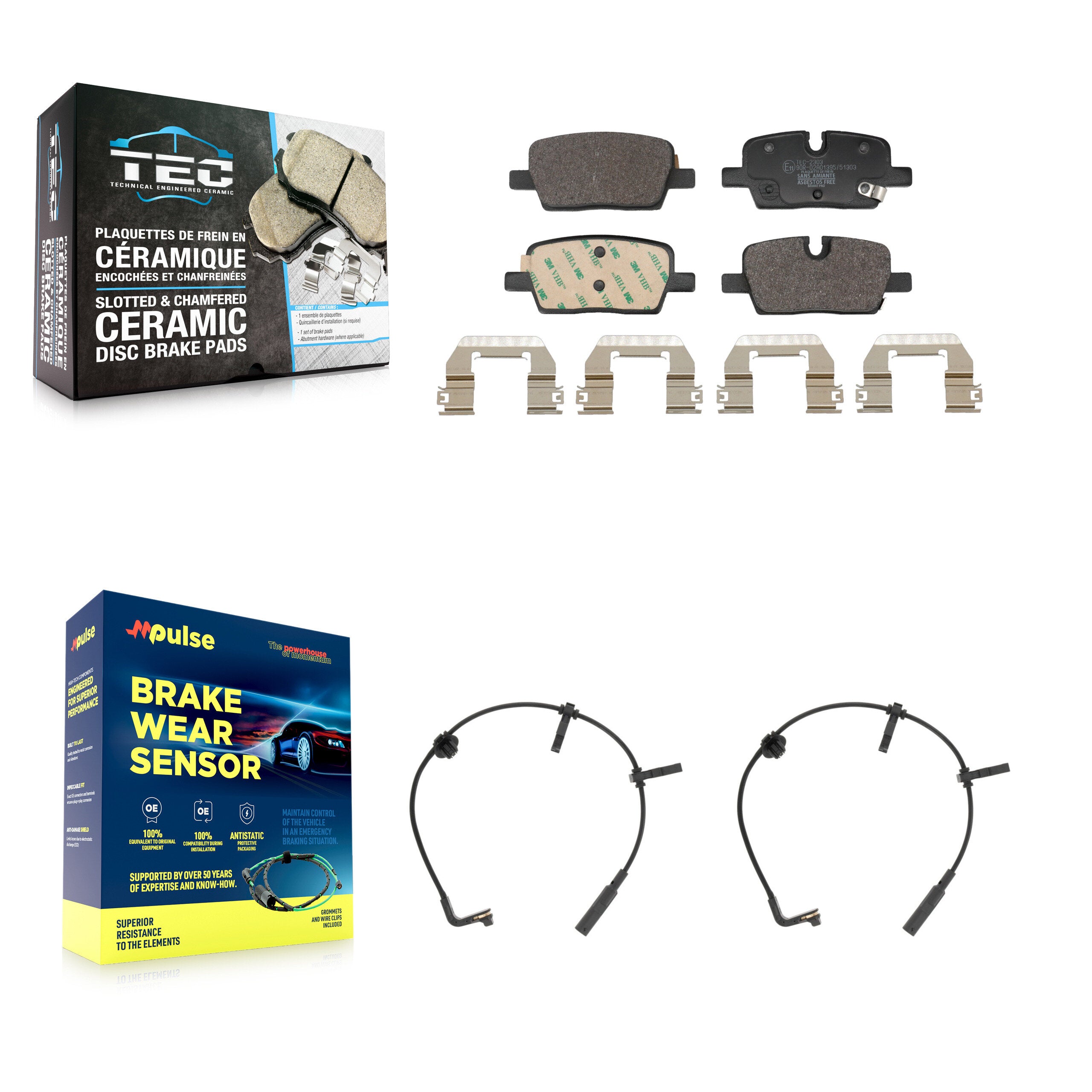 Rear Ceramic Brake Pads Wear Sensor Kit For 20 Cadillac CT6 With Brembo Calipers
