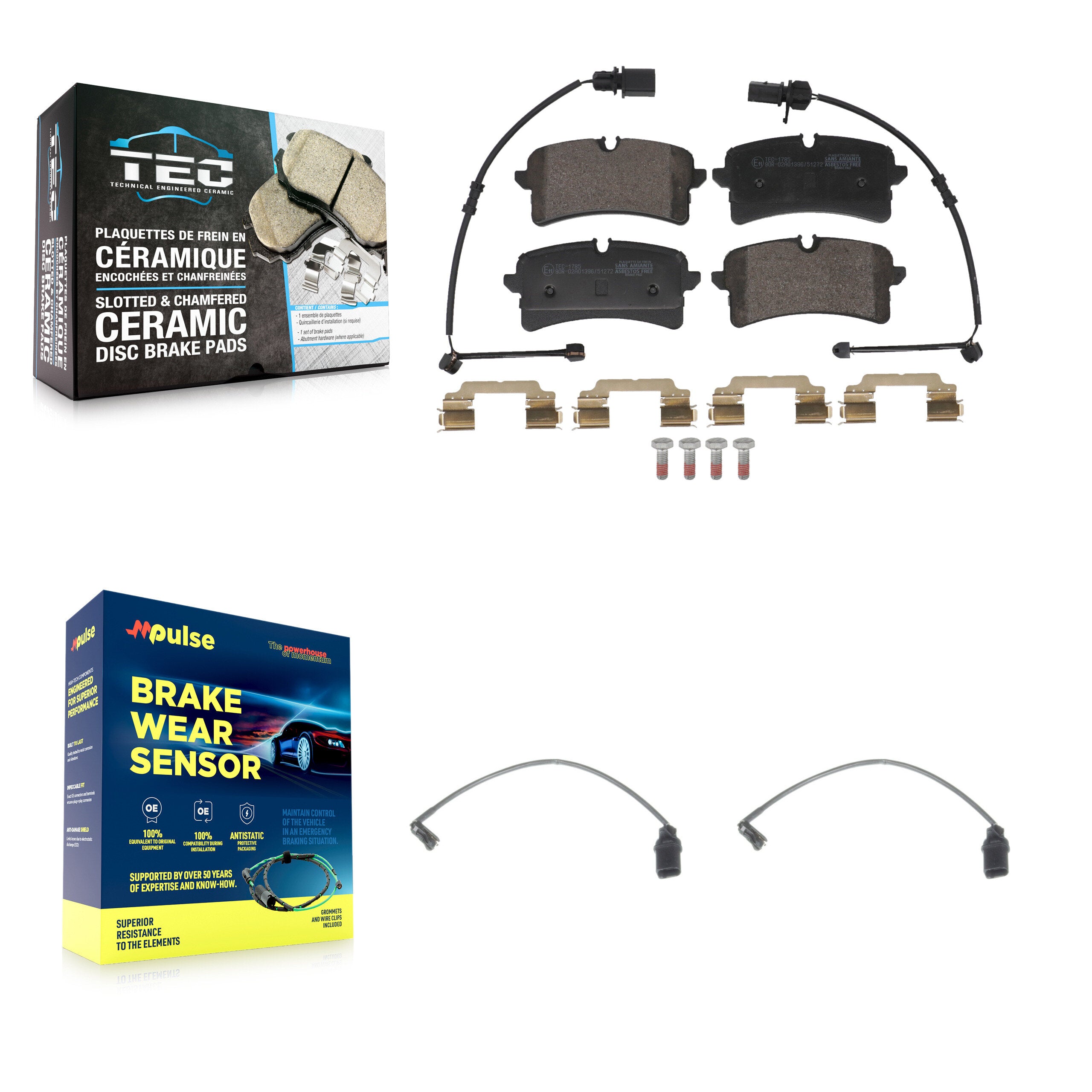 Rear Ceramic Disc Brake Pads Extra Wear Sensor Kit For Audi A7 Quattro S6 RS7 S7