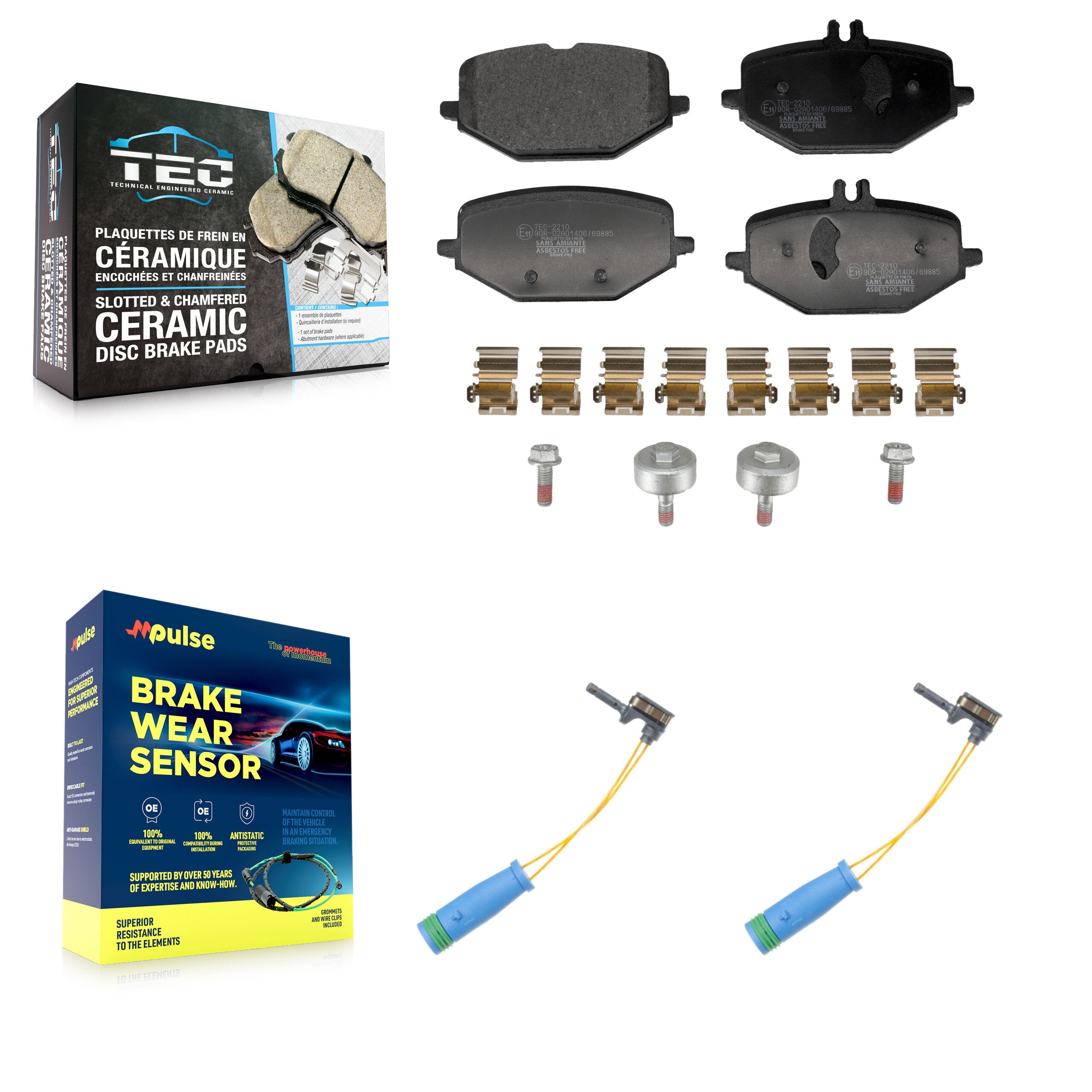Rear Ceramic Brake Pads & Wear Sensor Kit For Mercedes-Benz GLE450 GLE350 GLS450