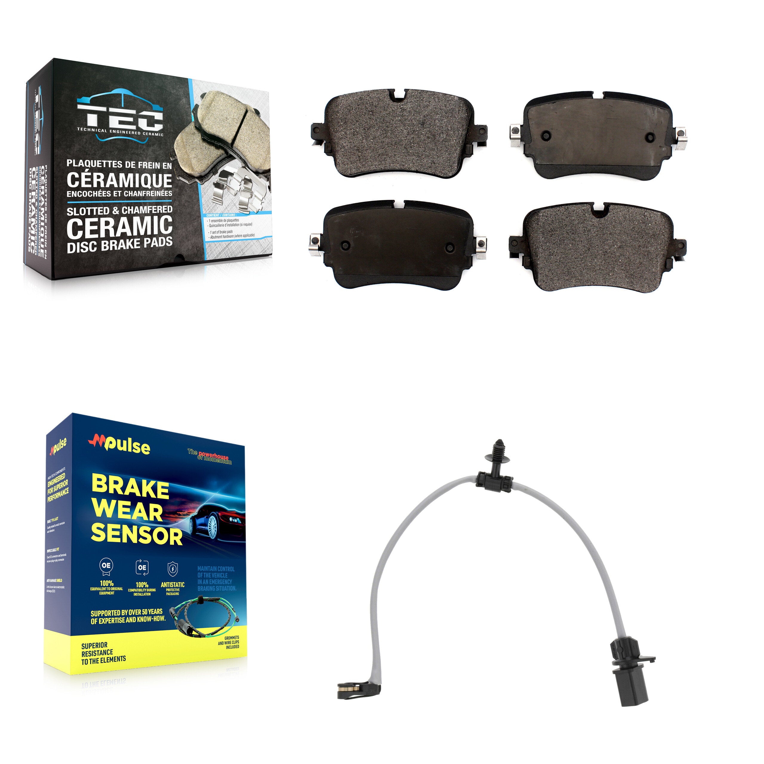 Rear Ceramic Disc Brake Pads And Wear Sensor Kit For 2019 Audi e-tron Quattro -L