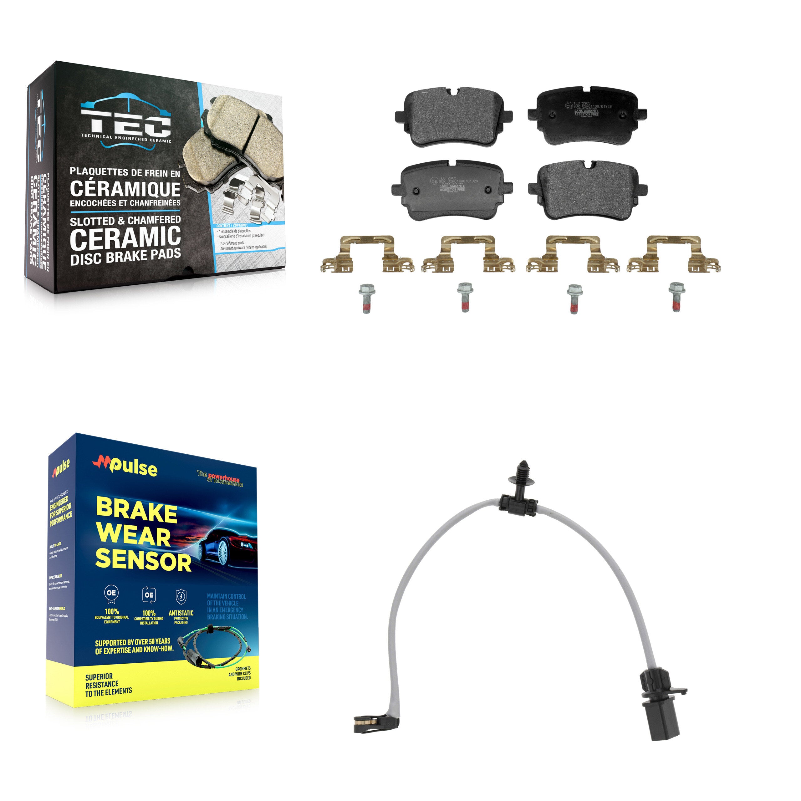 Rear Ceramic Brake Pad Wear Sensor Kit For Audi e-tron Quattro Sportback S6 S7 S