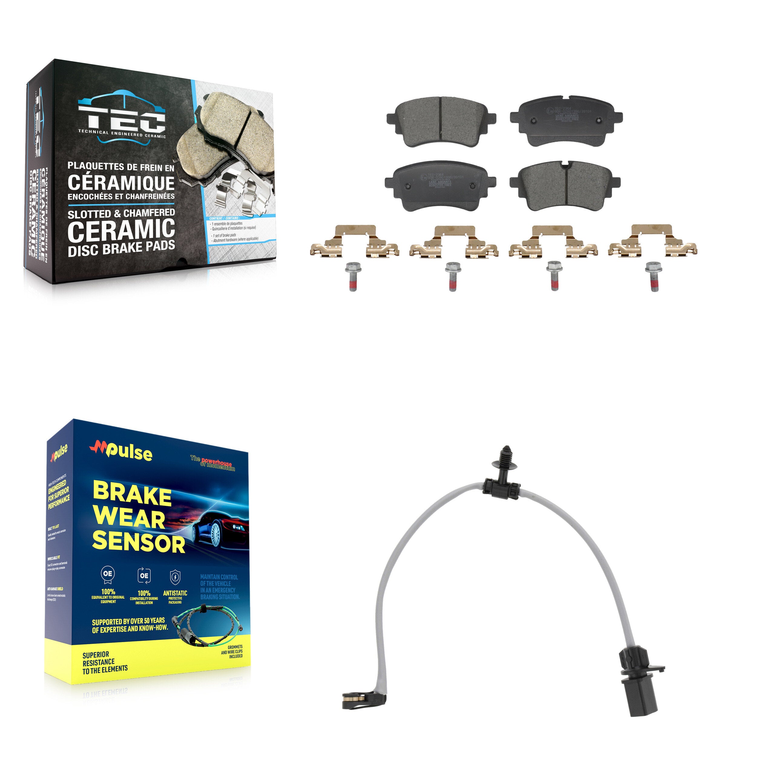 Rear Ceramic Brake Pad Wear Sensor Kit For Audi Q5 Sportback SQ5 PHEV A6 Quattro