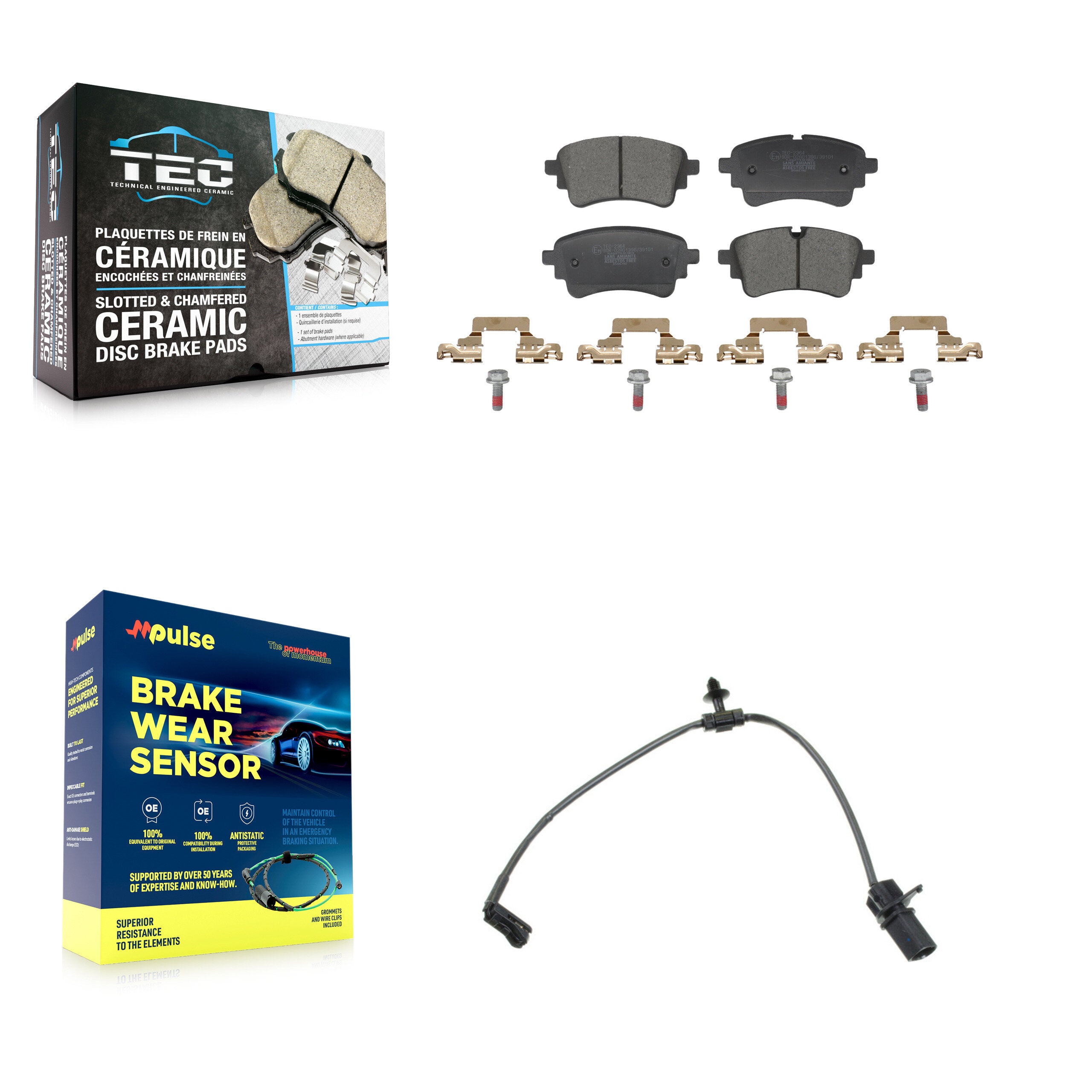 Rear Ceramic Brake Pad & Wear Sensor Kit For Audi A5 Sportback A4 Quattro S5 RS5