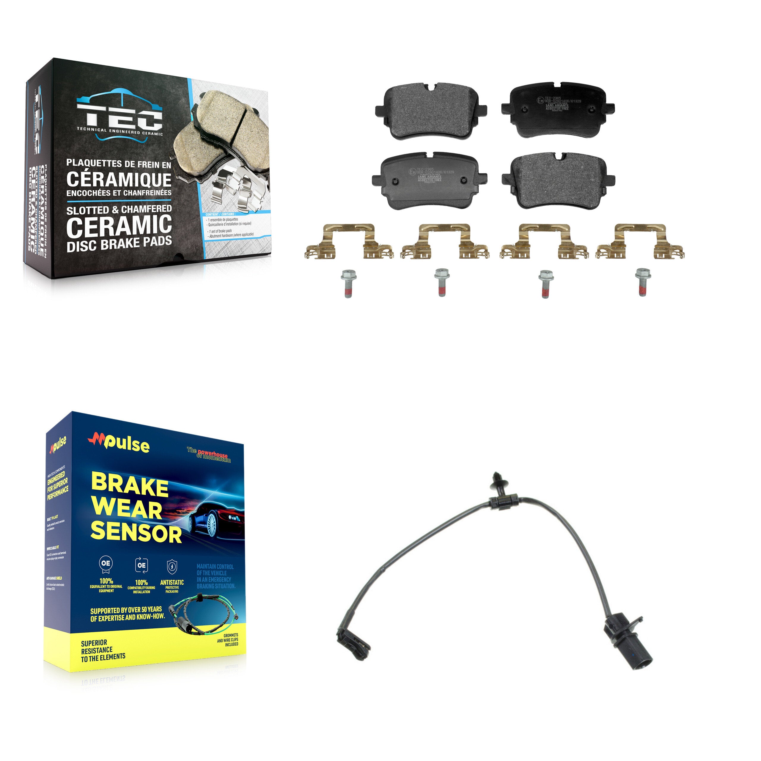 Rear Ceramic Disc Brake Pad Wear Sensor Kit For Audi Q7 Q8 SQ8 SQ7 A8 Quattro S8