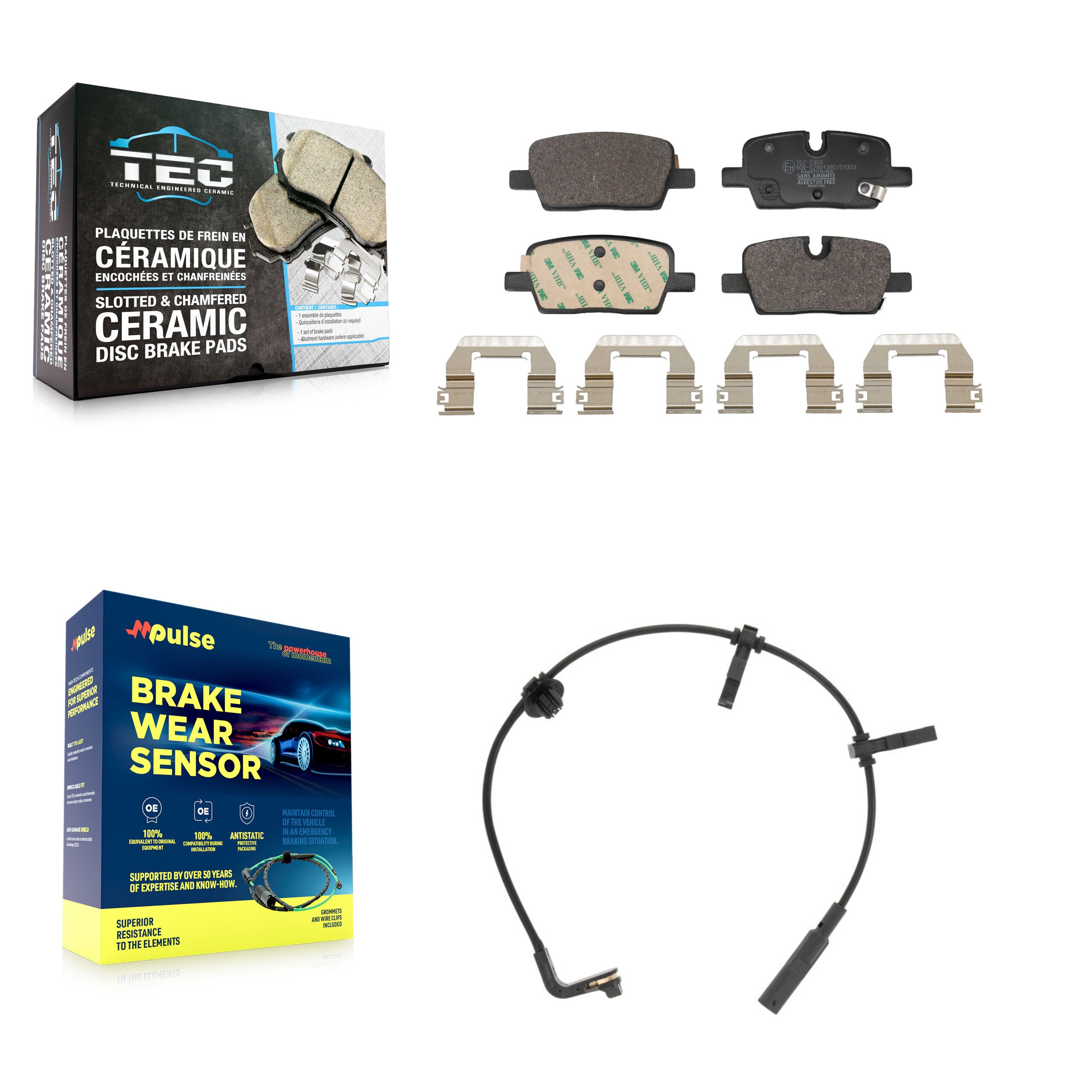 Rear Ceramic Brake Pads Wear Sensor Kit For 20 Cadillac CT6 With Brembo Calipers