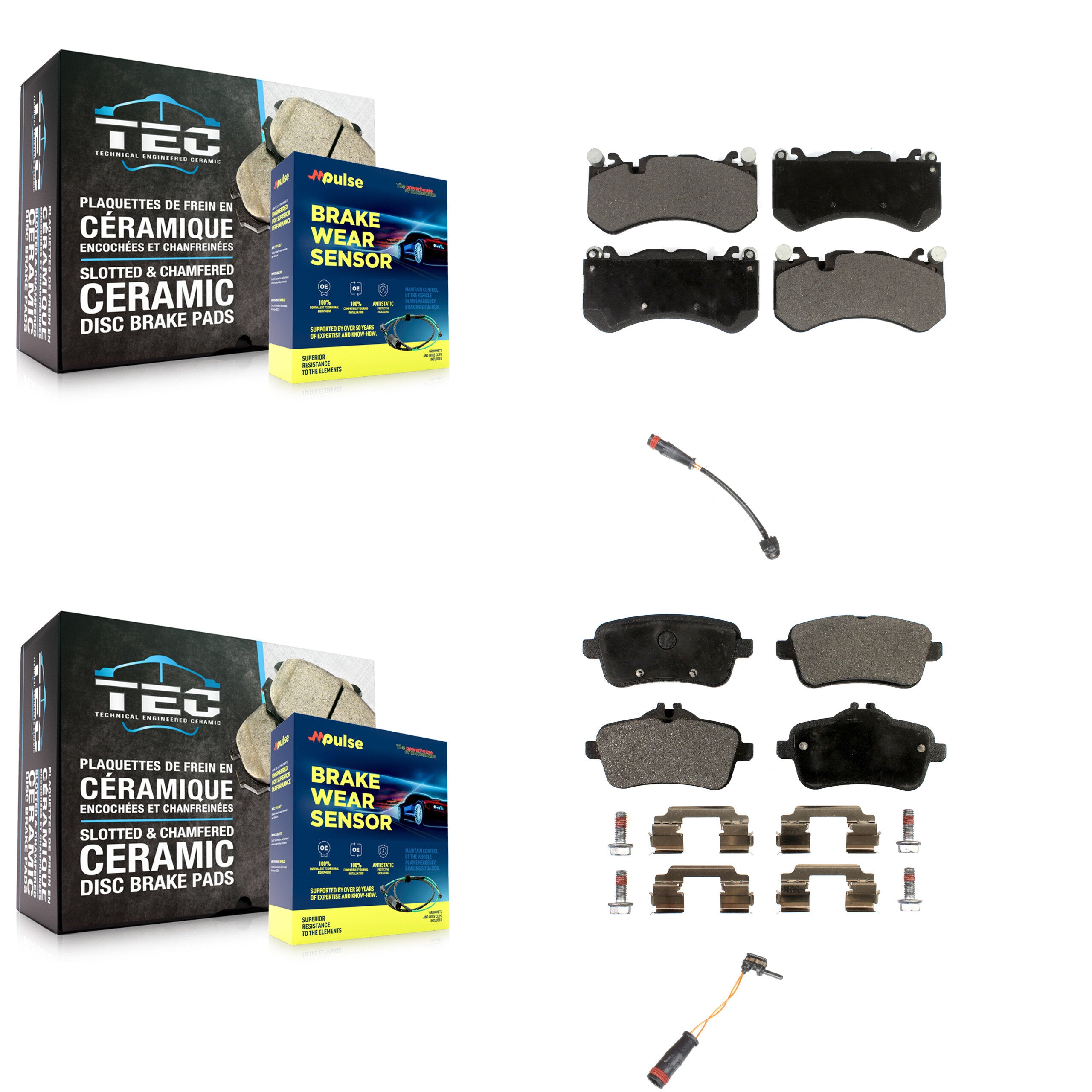 Front Rear Ceramic Brake Pad And Wear Sensor Kit For Mercedes-Benz ML63 AMG GL63