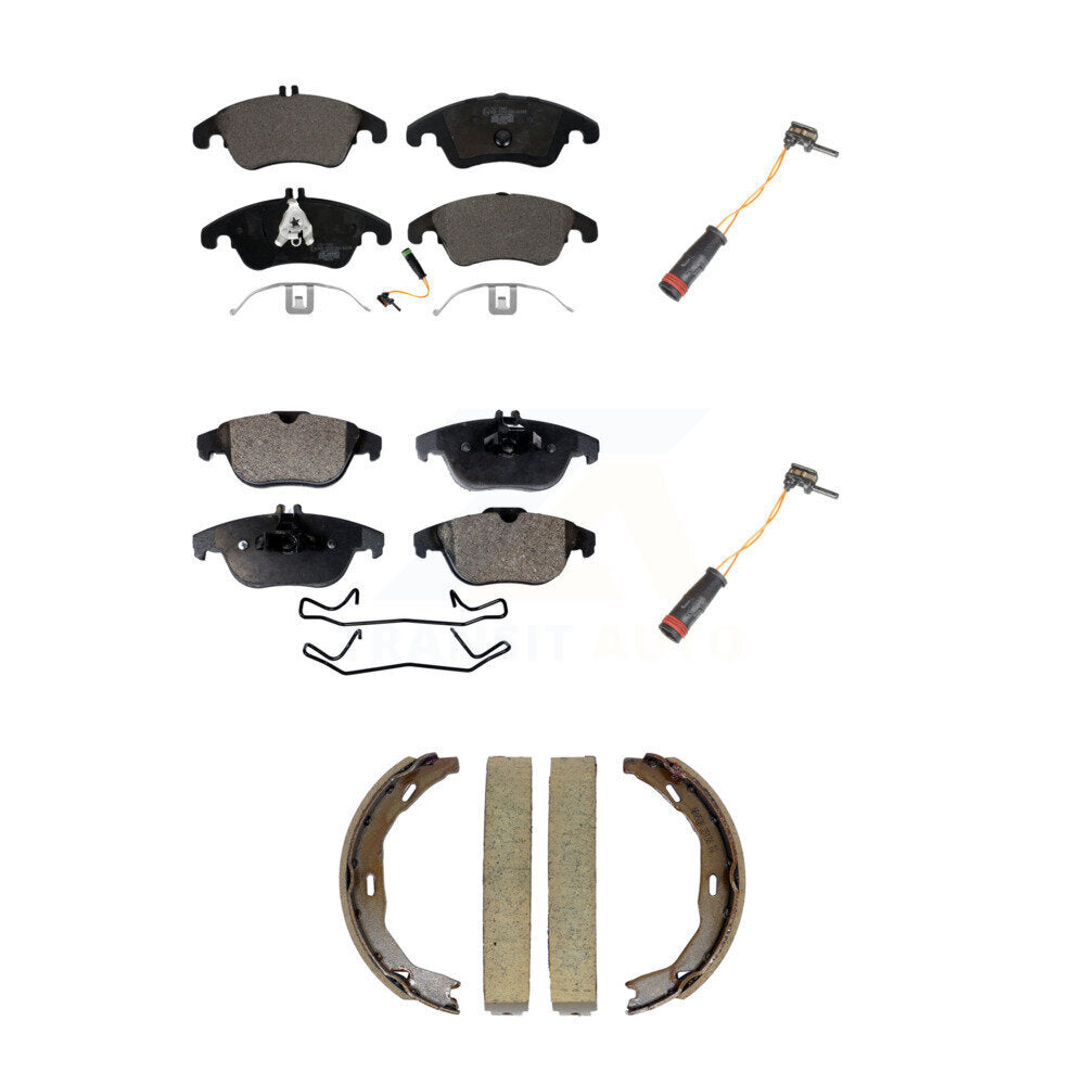 Front Rear Ceramic Brake Pads Extra Wear Sensor Kit (5Pc) For Mercedes-Benz C300