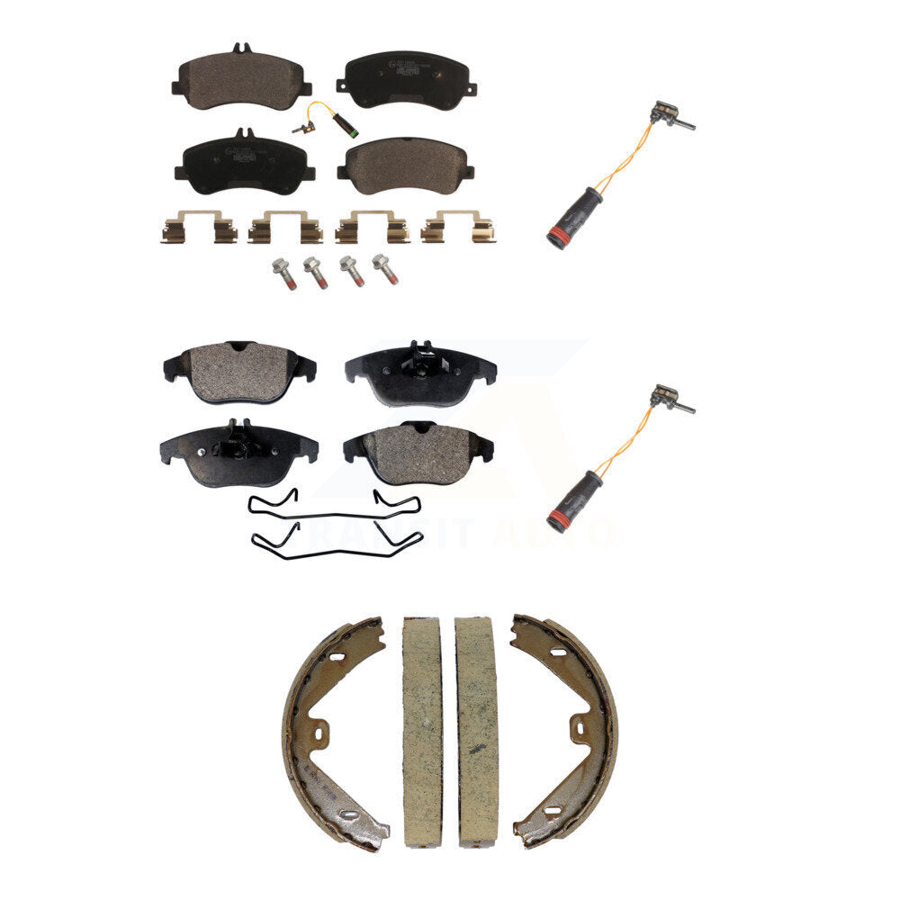 Front Rear Ceramic Disc Brake Pads Extra Wear Sensor Kit (5Pc) For Mercedes-Benz